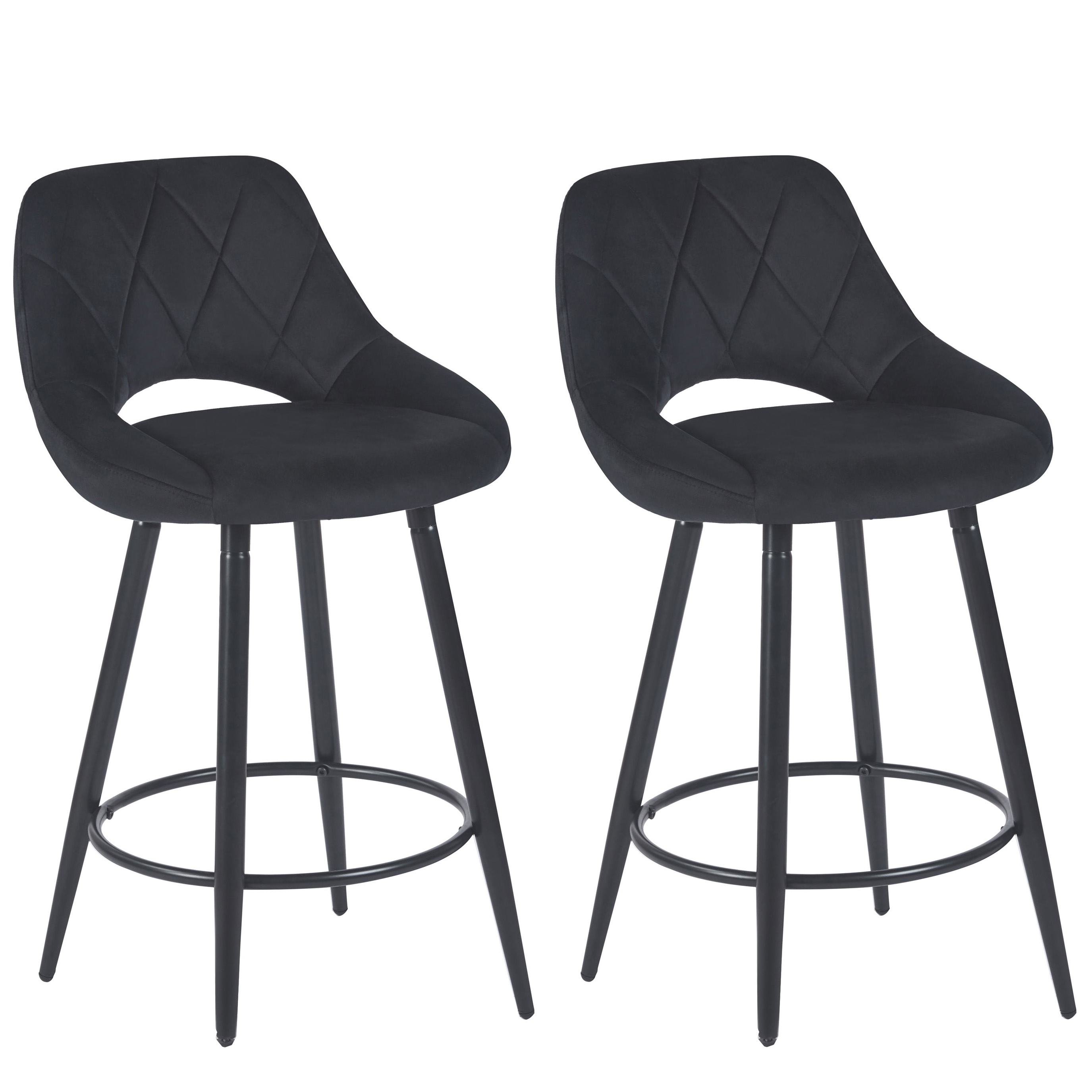 Barhocker Samt GORDON 2er Set anthrazit