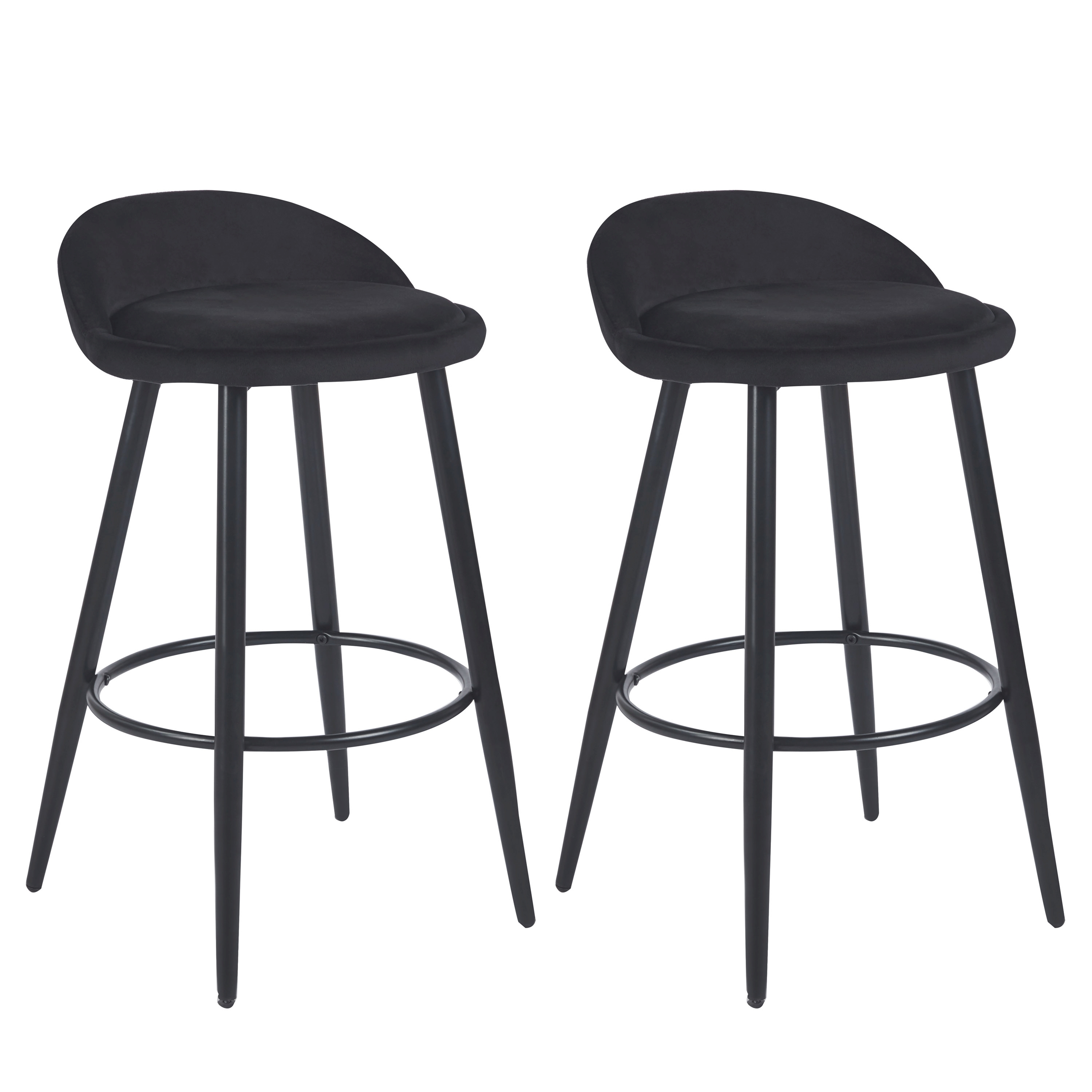 Barhocker Samt ROMY 2er Set schwarz