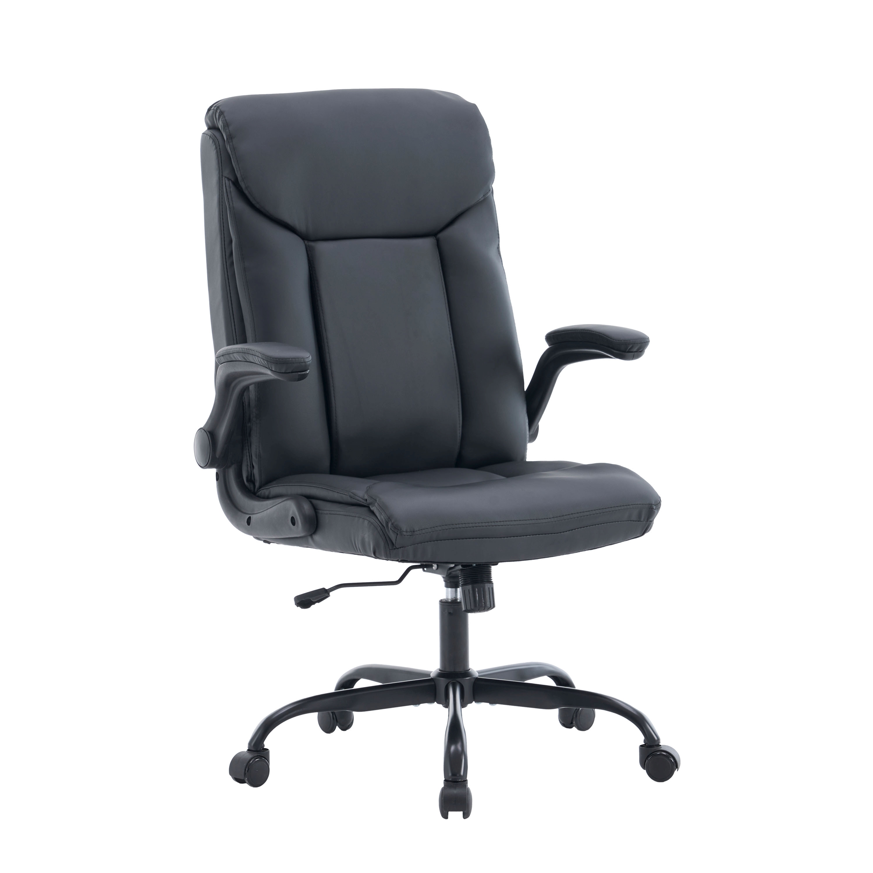 Bürostuhl Leder OPTIMUS schwarz