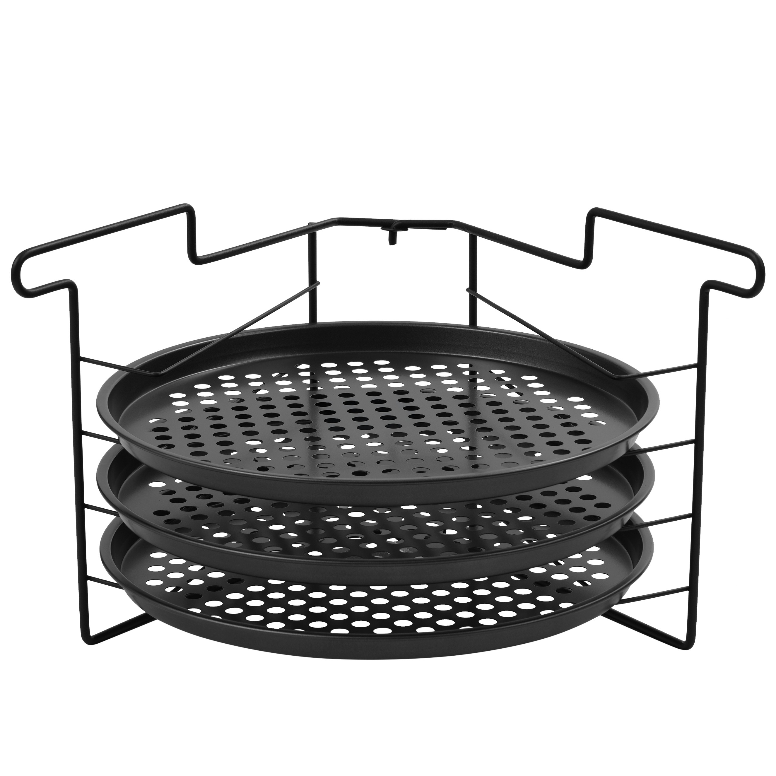 Pizzablech rund 29 cm 3er Set mit Ständer