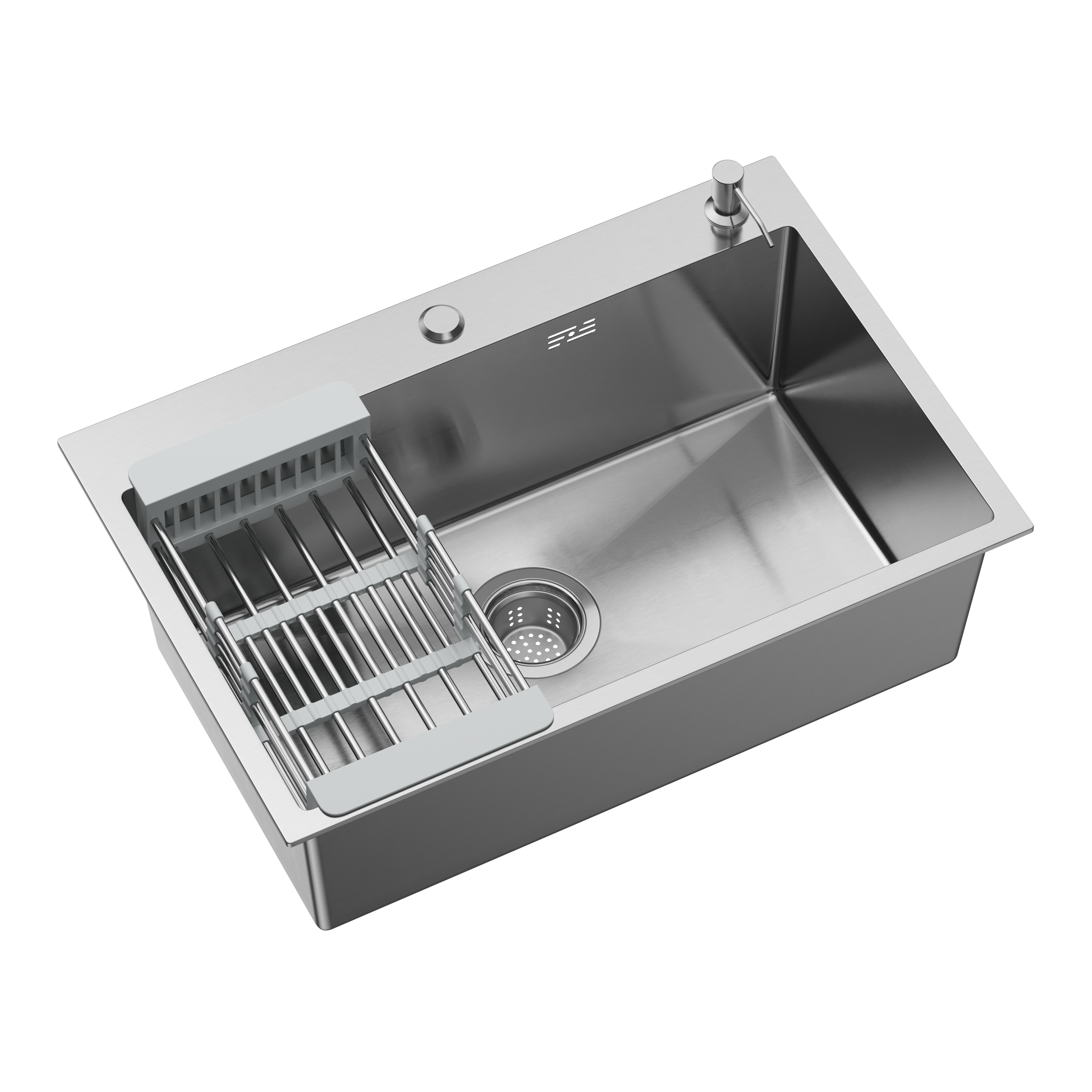 Spülbecken Edelstahl 68 x 48 cm mit Siebkorb und Seifenspender