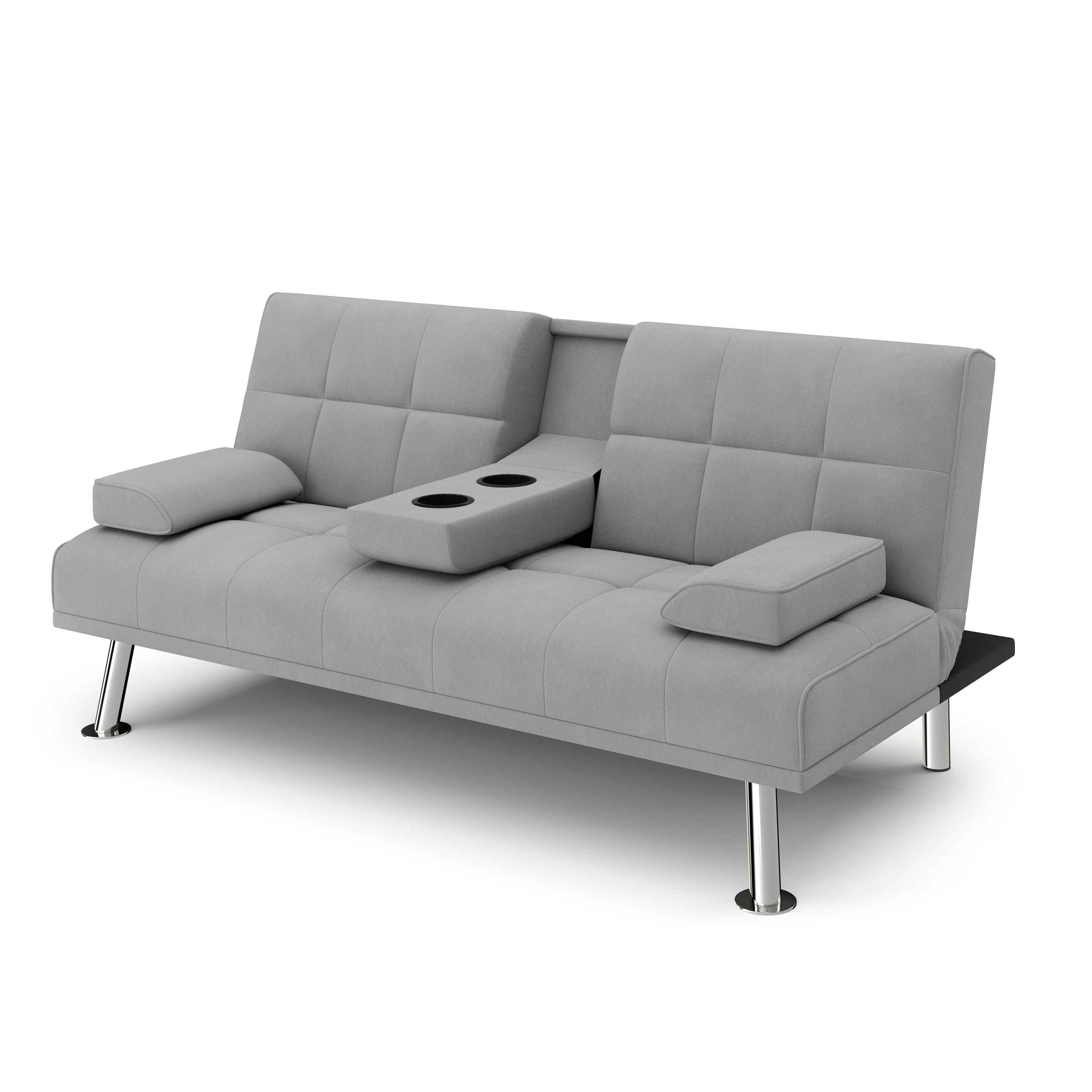 Schlafsofa POLLY mit Getränkehalter grau