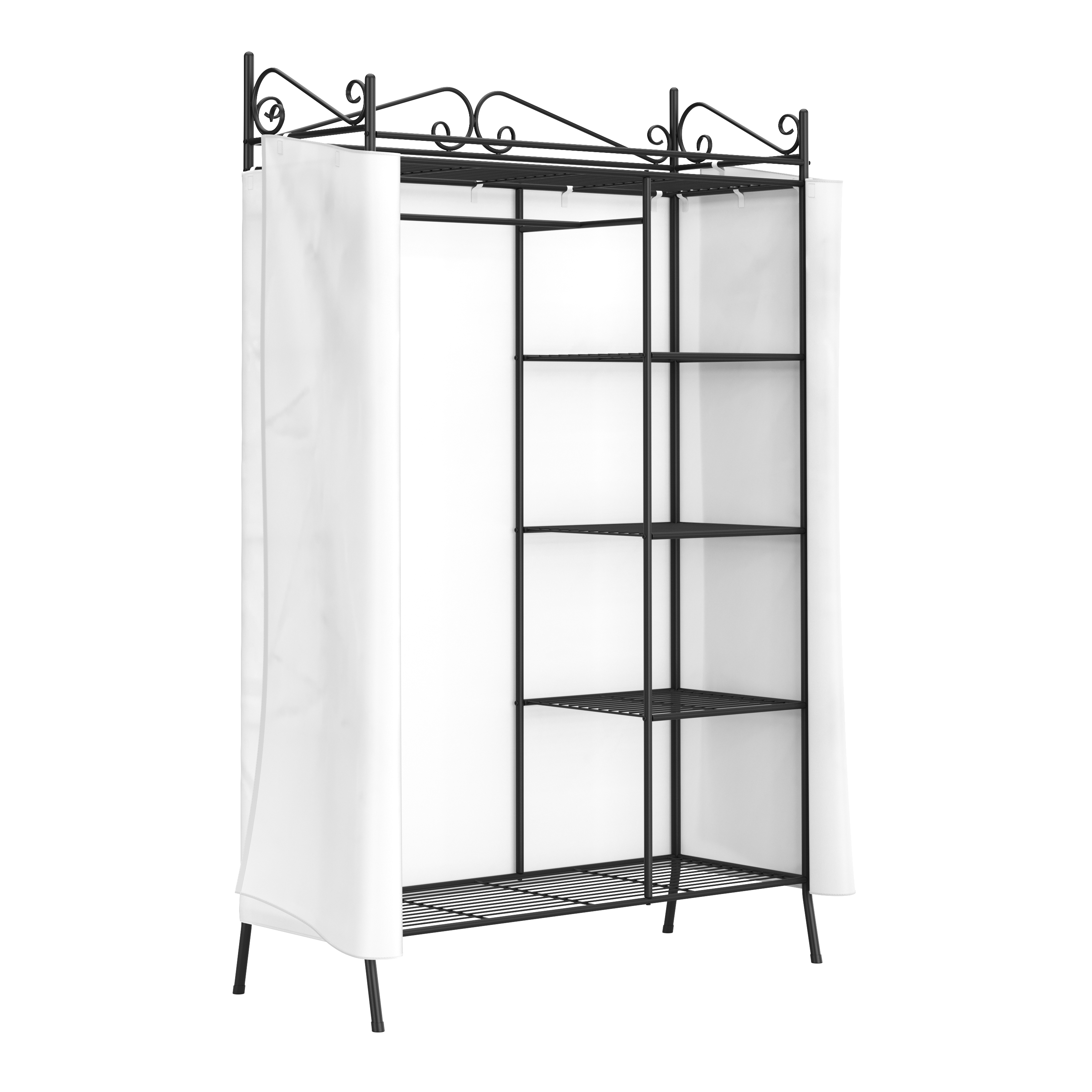 Garderobe Kleiderschrank mit Stoffbezug 105 x 172 cm schwarz/weiss