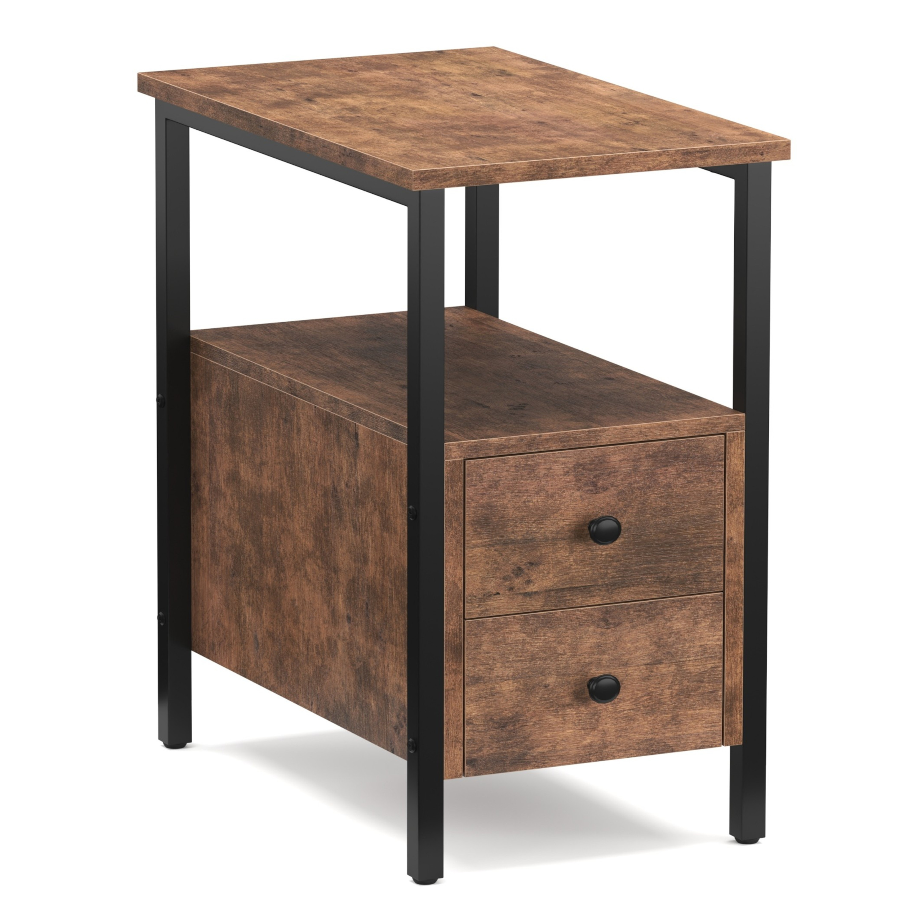 Nachttisch Vintage BONITA 30 x 61 cm mit 2 Schubladen