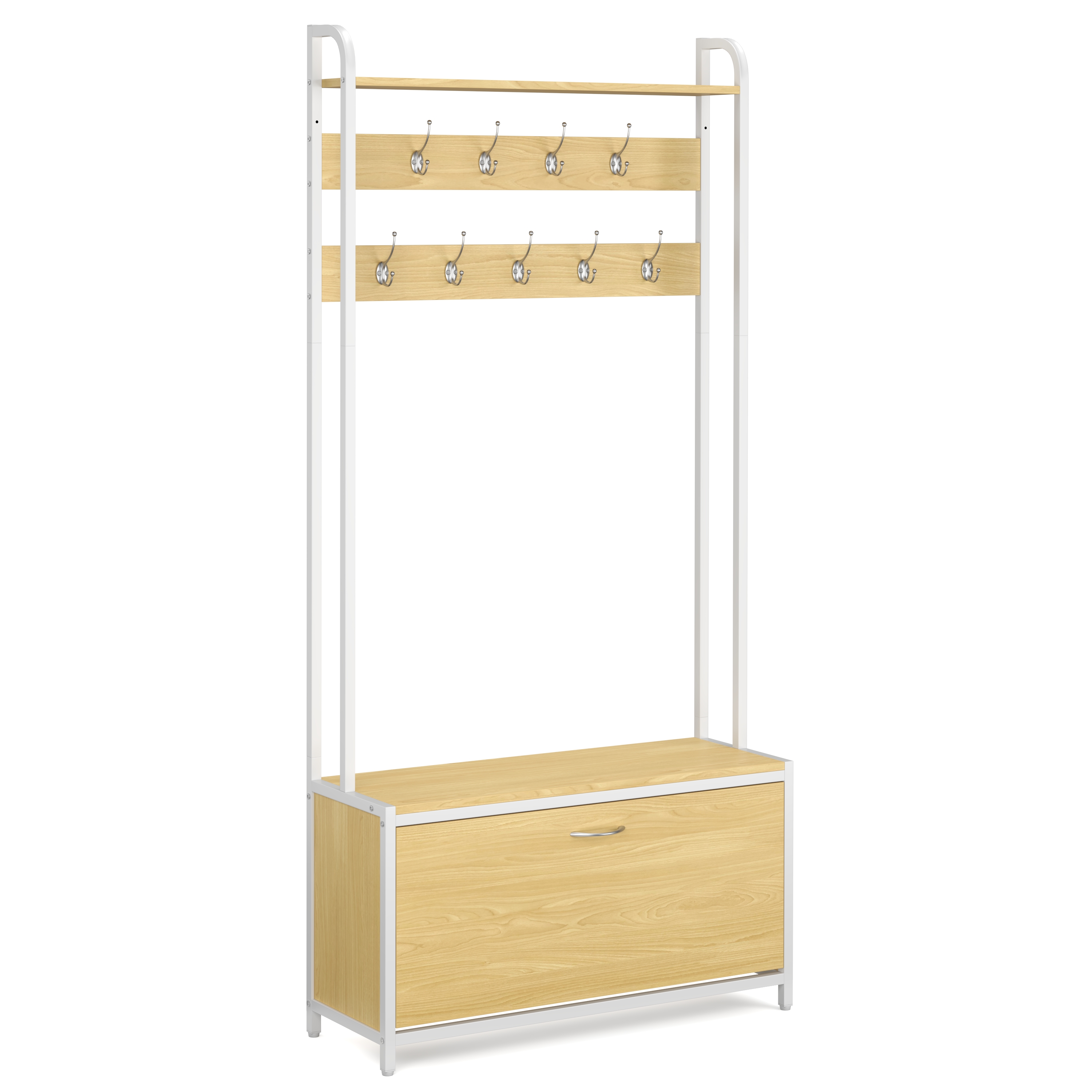 Garderobe Schuhschrank 120 x 180 cm hellbraun/weiss
