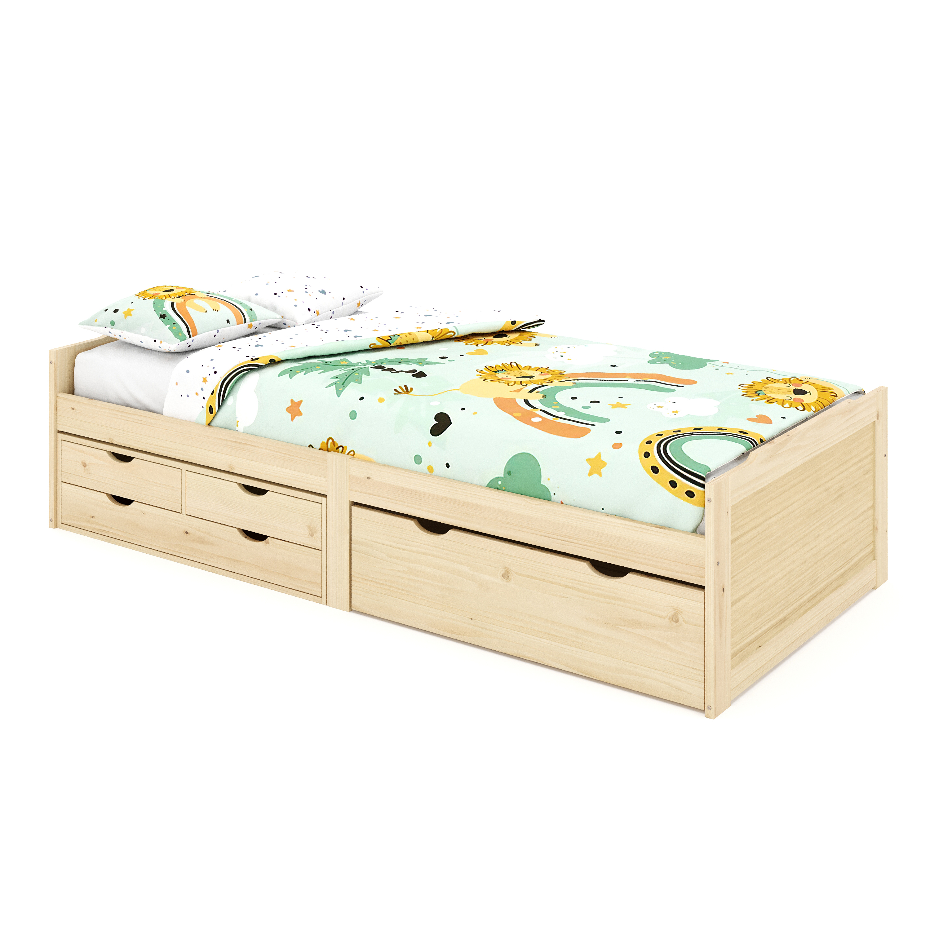 Kinderbett mit Schubladen EMMANUELLE 90 x 200 cm natur