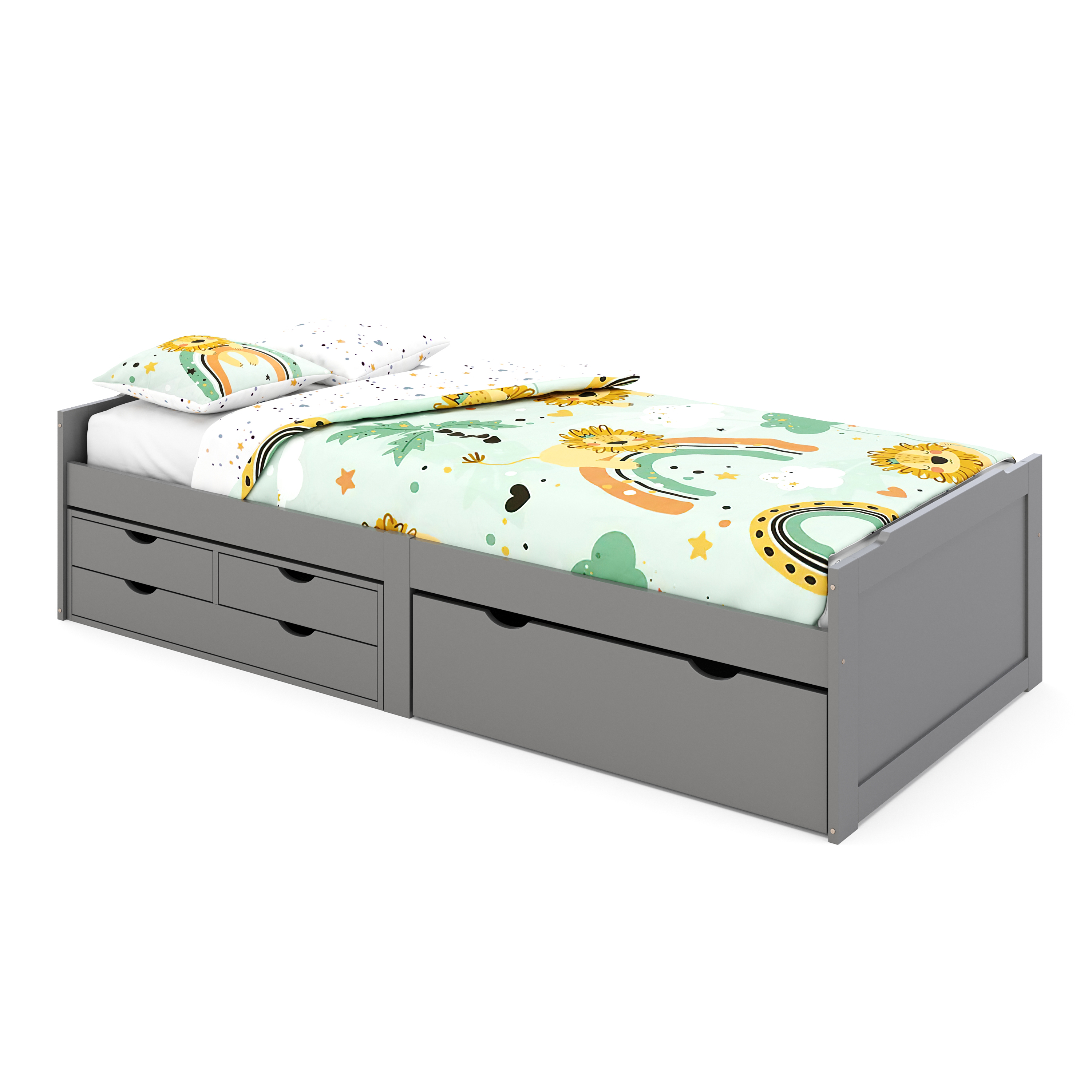 Kinderbett mit Schubladen EMMANUELLE 90 x 200 cm anthrazit