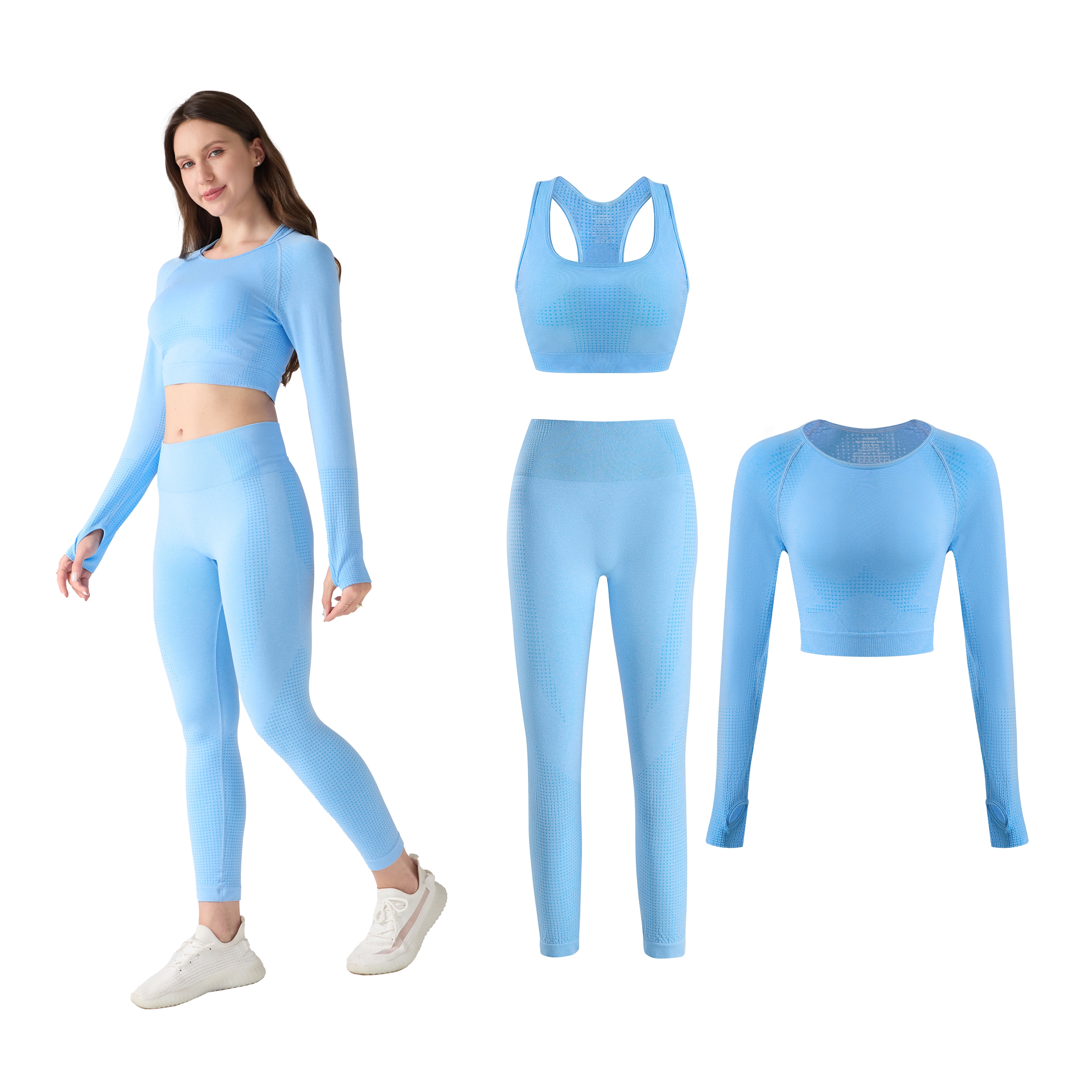 Sport Set Damen 3-teilig Grösse M blau