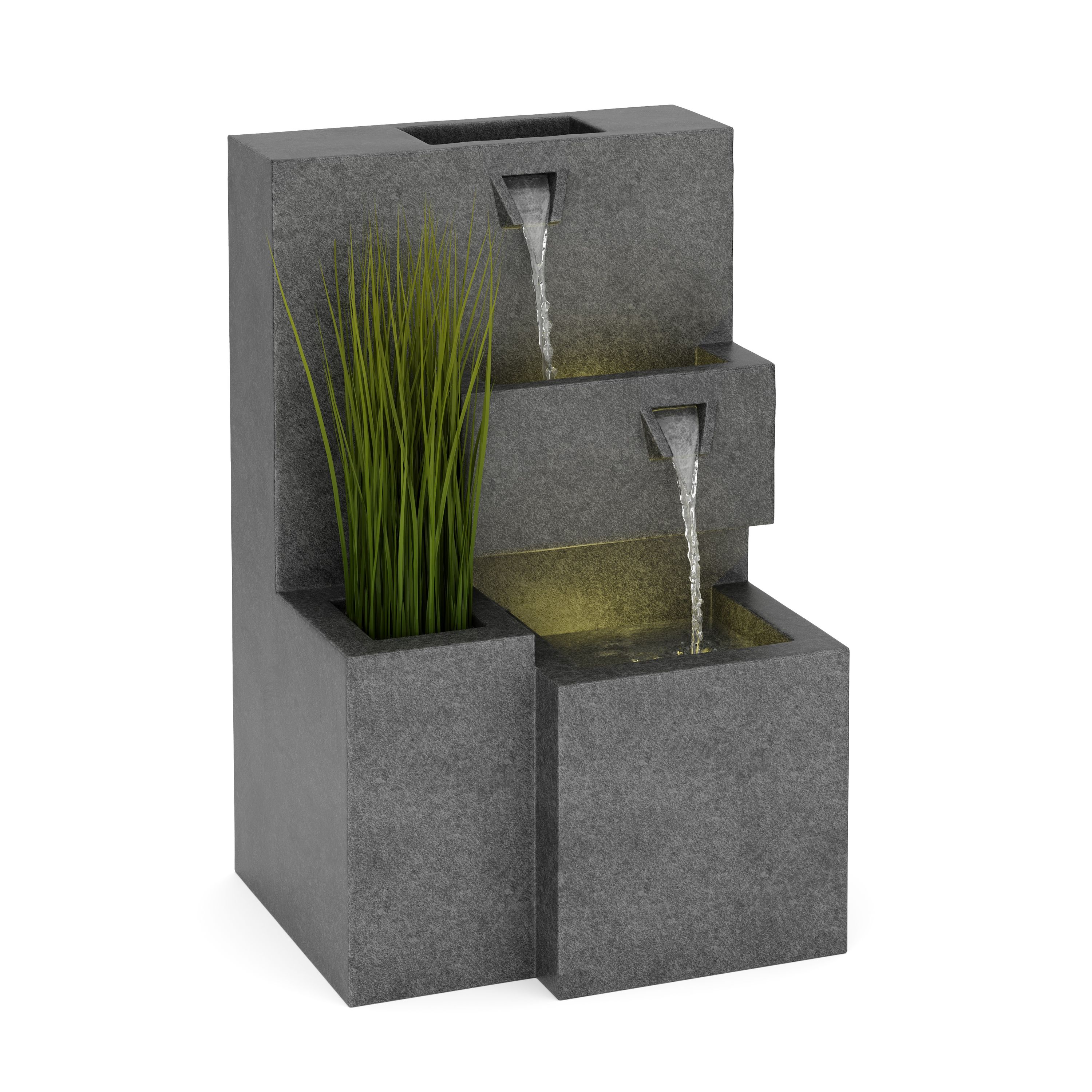 Image of Brunnen Steinoptik mit LED bepflanzbar