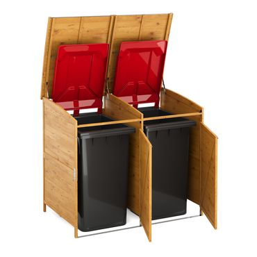 Mülltonnenbox Holz 500L natur/silber