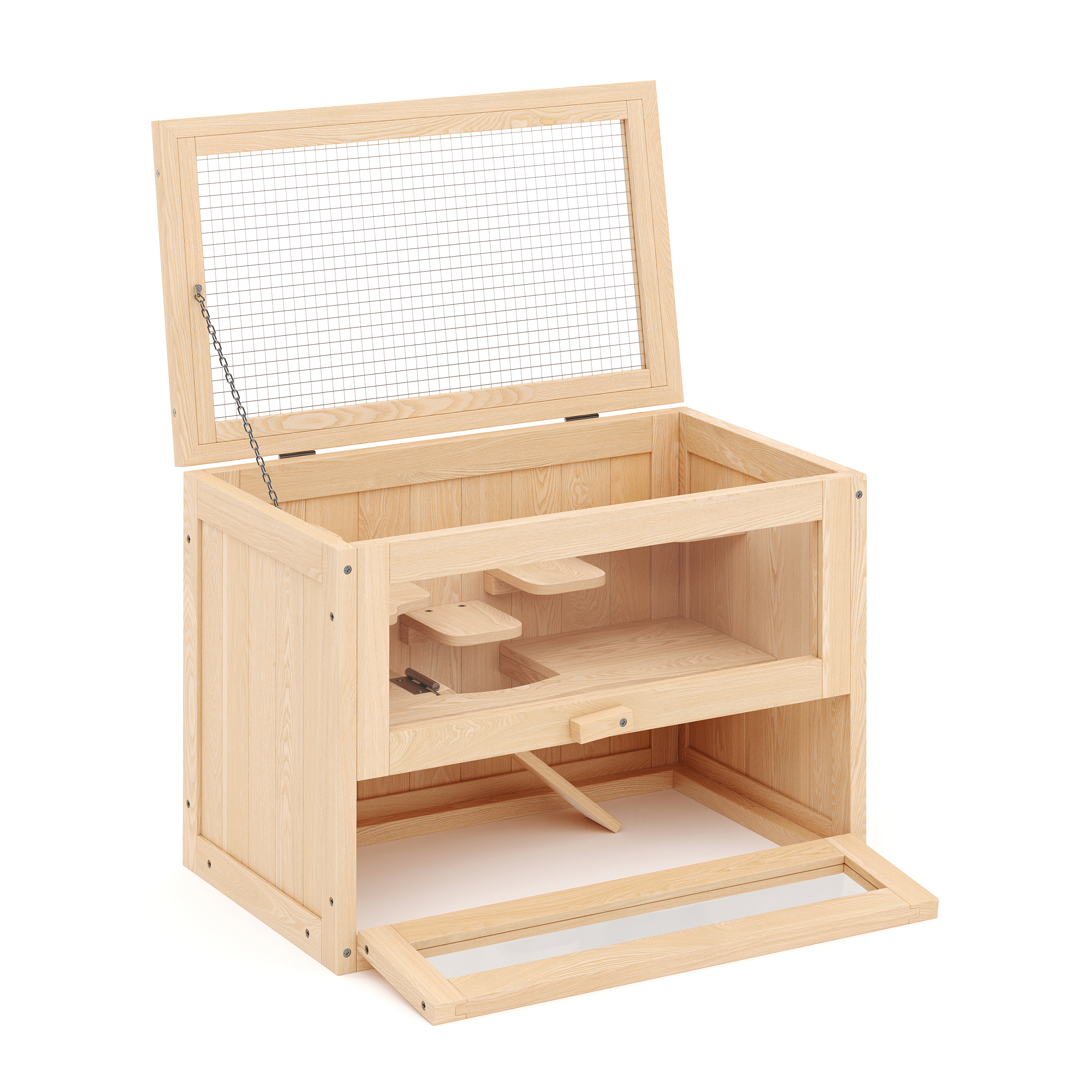 Kleintierkäfig Holz 60 x 35 x 42 cm natur