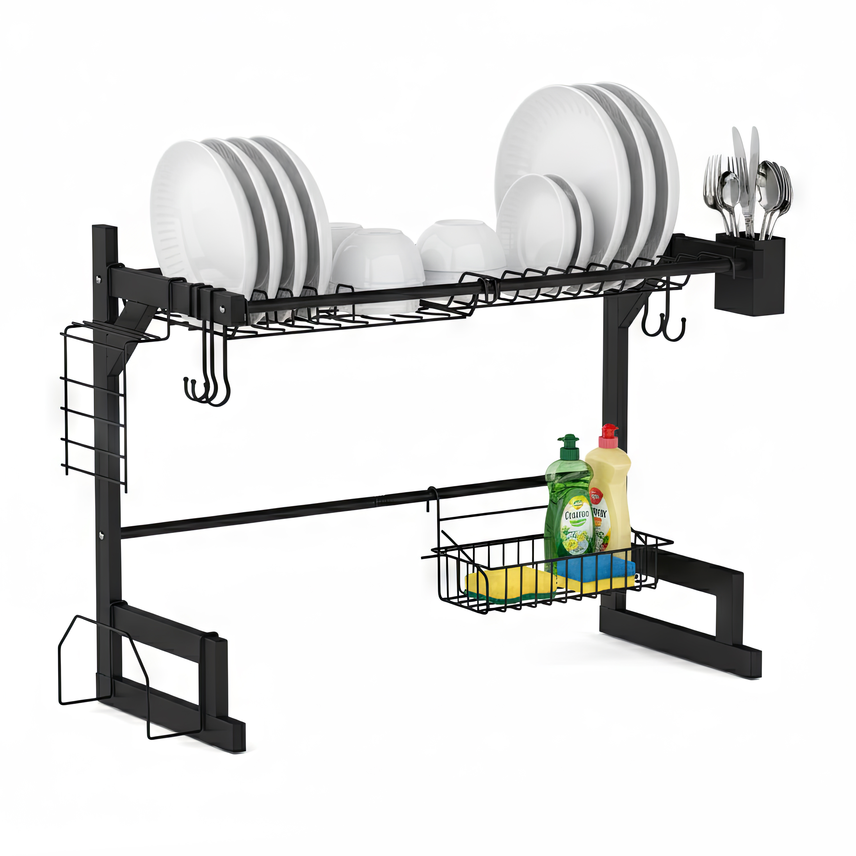 Abtropfgestell Metall 2 Etagen 65 x 28 x 52 cm schwarz