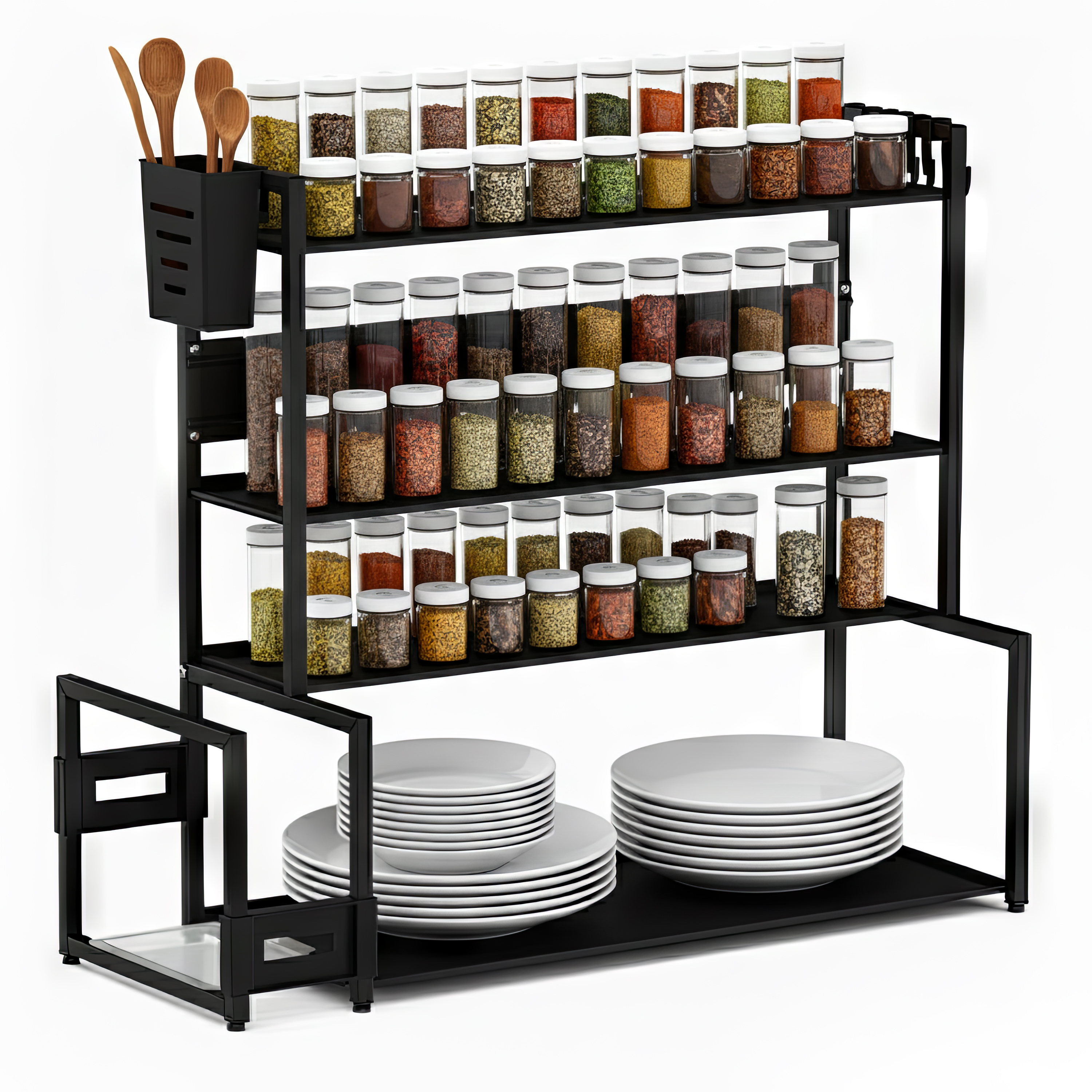 Gewürzregal Metall 58 x 21 x 49 cm schwarz