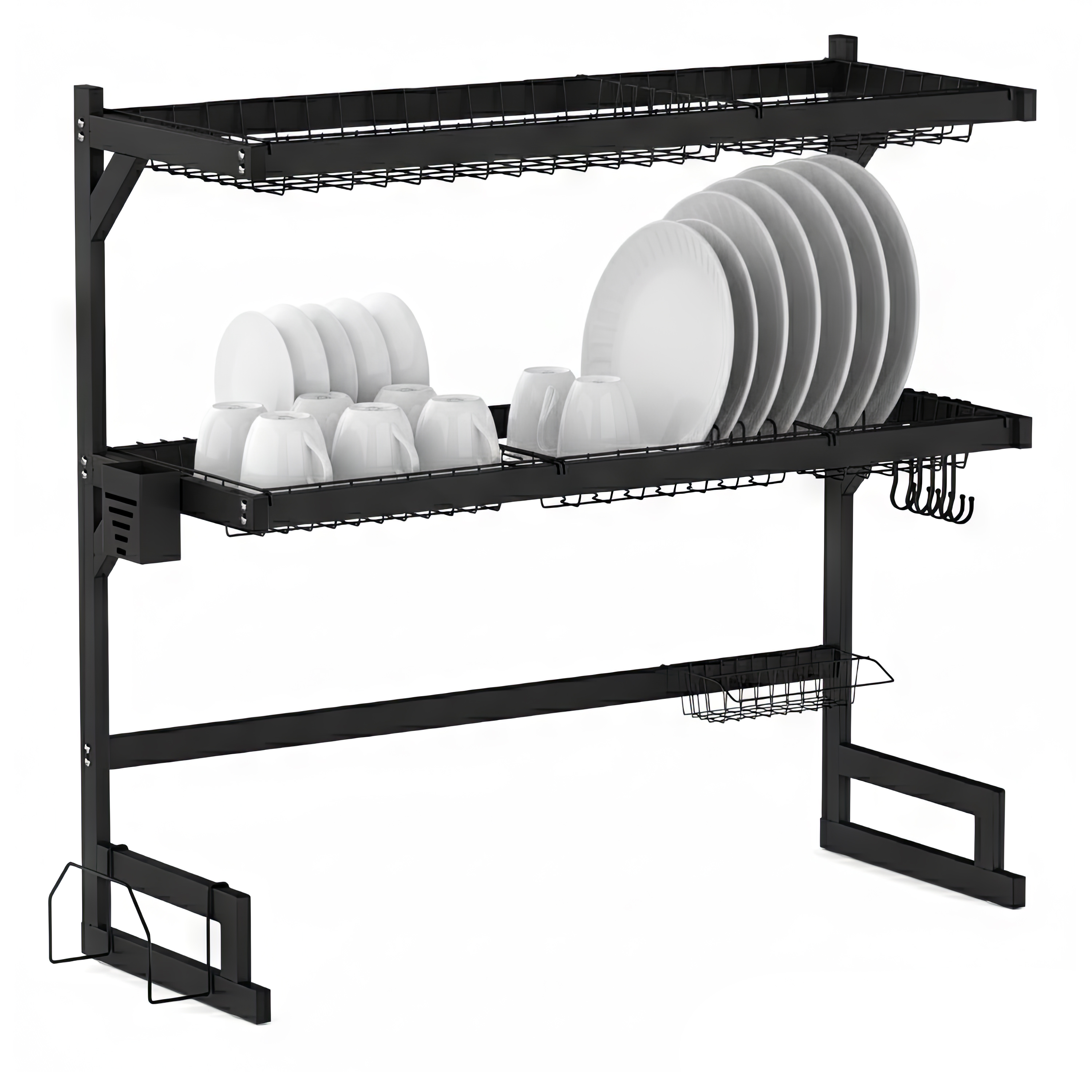 Abtropfgestellt Metall 2 Etagen 85 x 32 x 80 cm schwarz