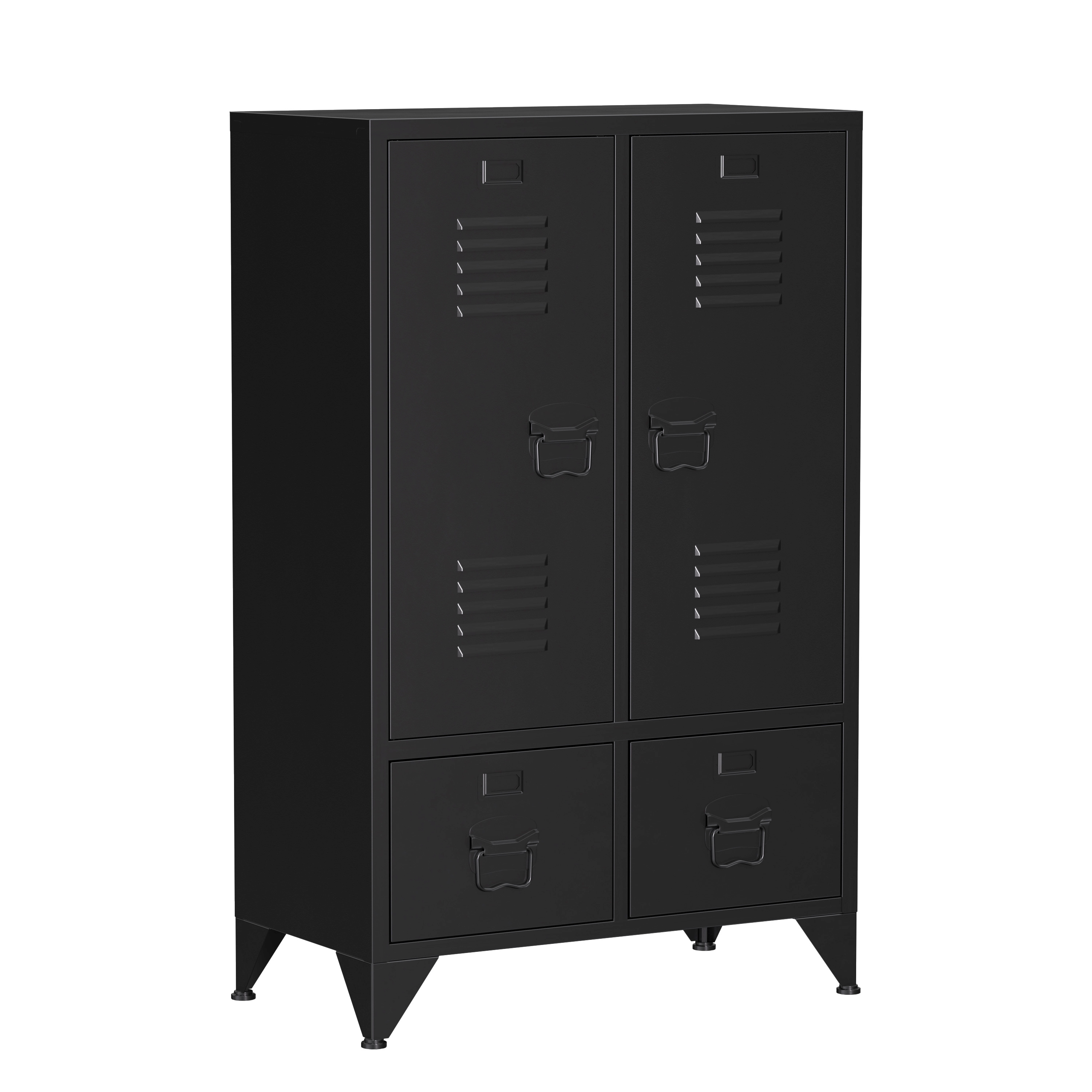 Kommode Metall ANTEY 2 Türen 2 Schubladen 67 x 107 cm schwarz