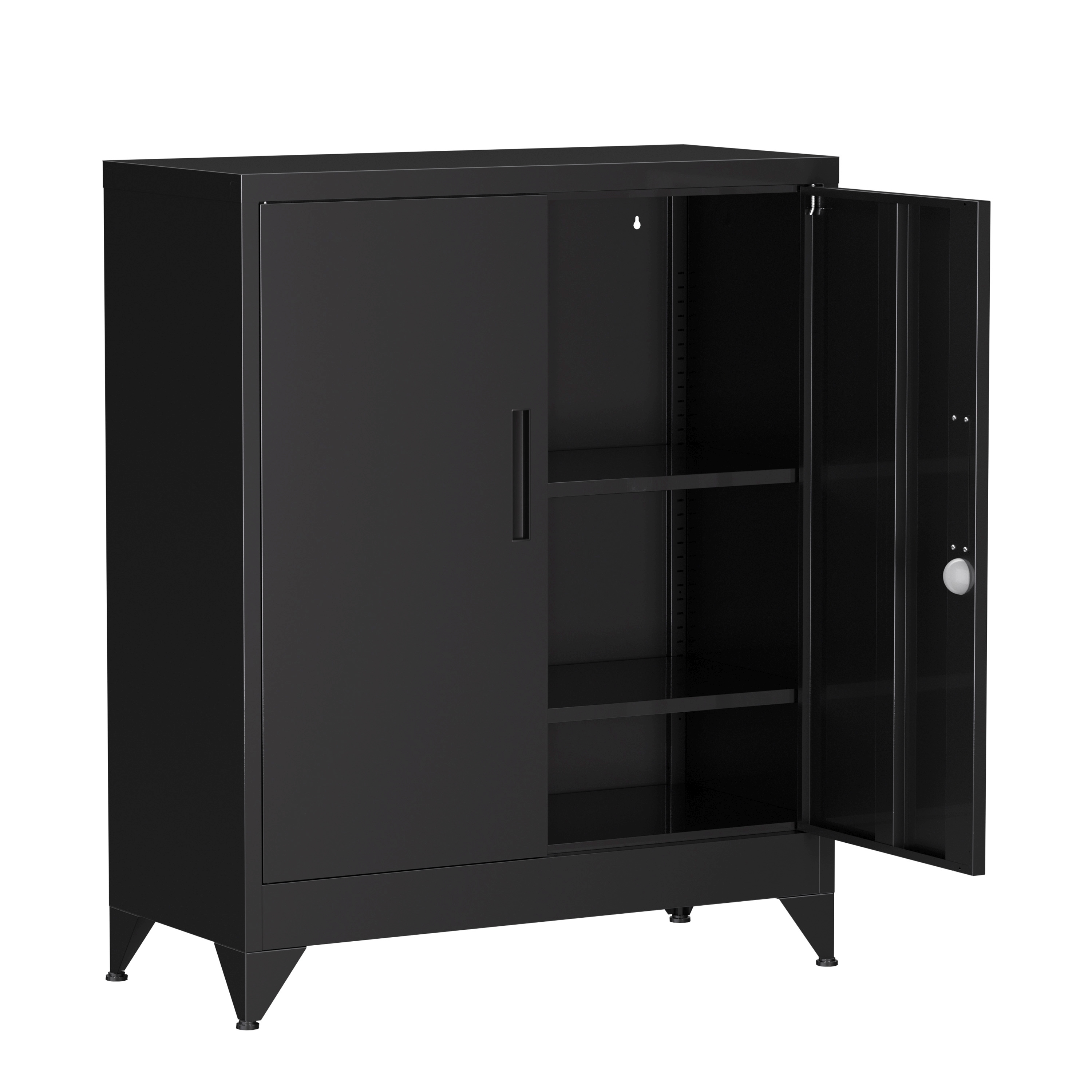 Aktenschrank mit 3 Böden 80 x 100 cm schwarz