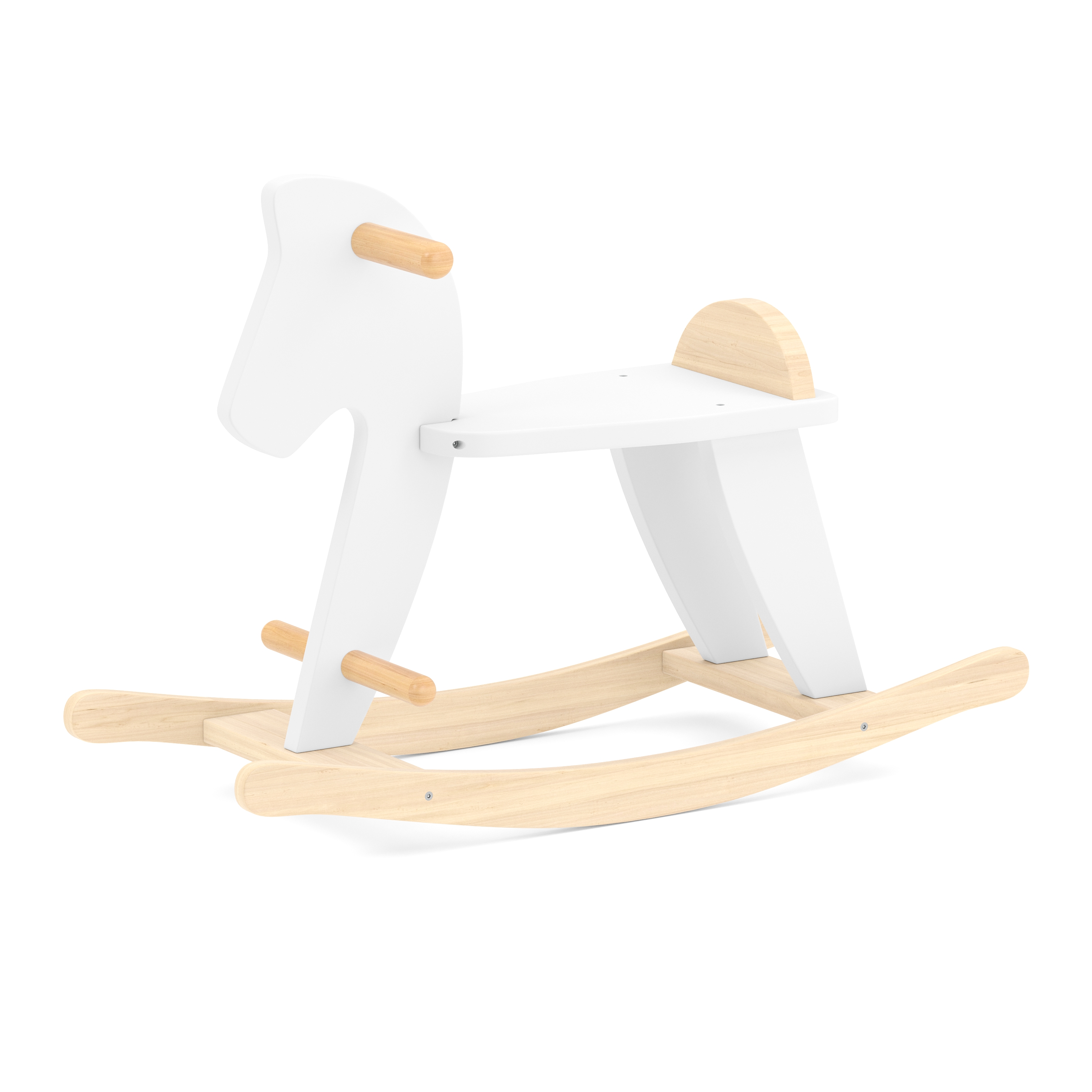 Schaukelpferd Holz weiss/natur