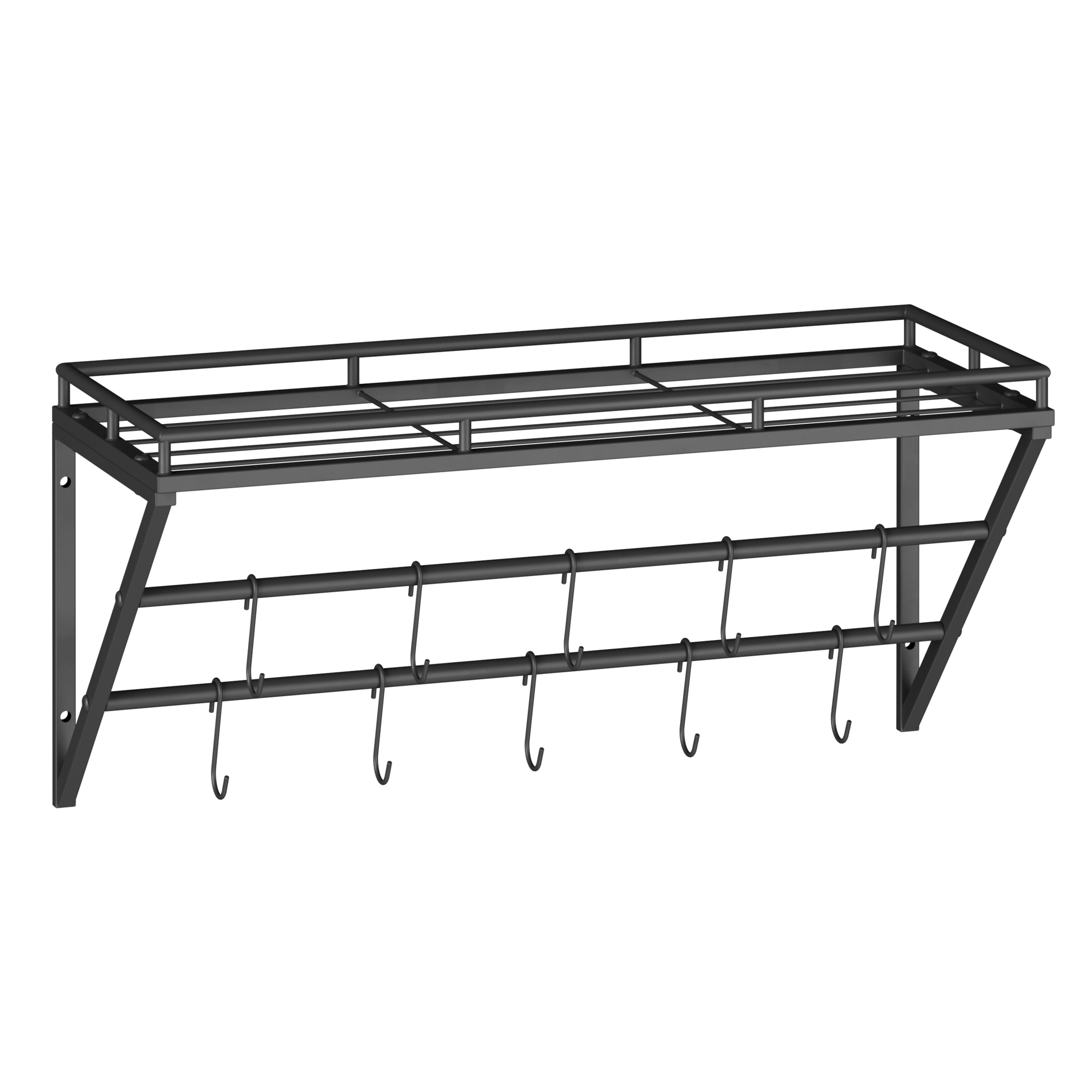 Wandregal Topfregal Eisen 60 x 25 x 29 cm schwarz