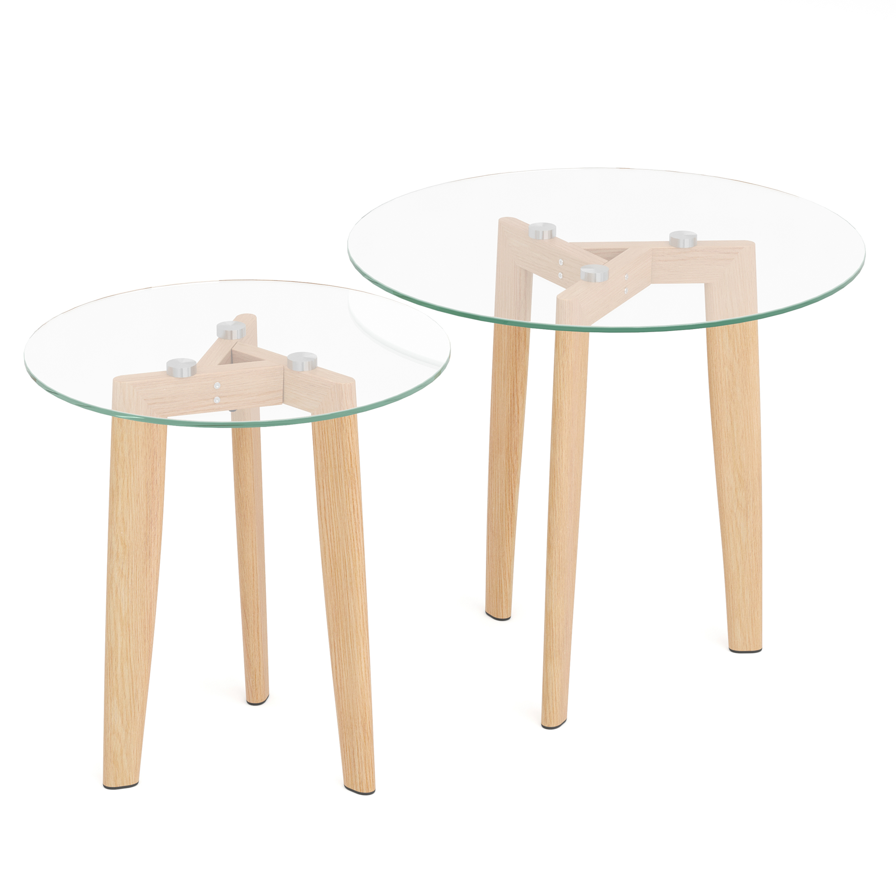 Beistelltisch Glas SERAPHINA rund 2-teilig braun