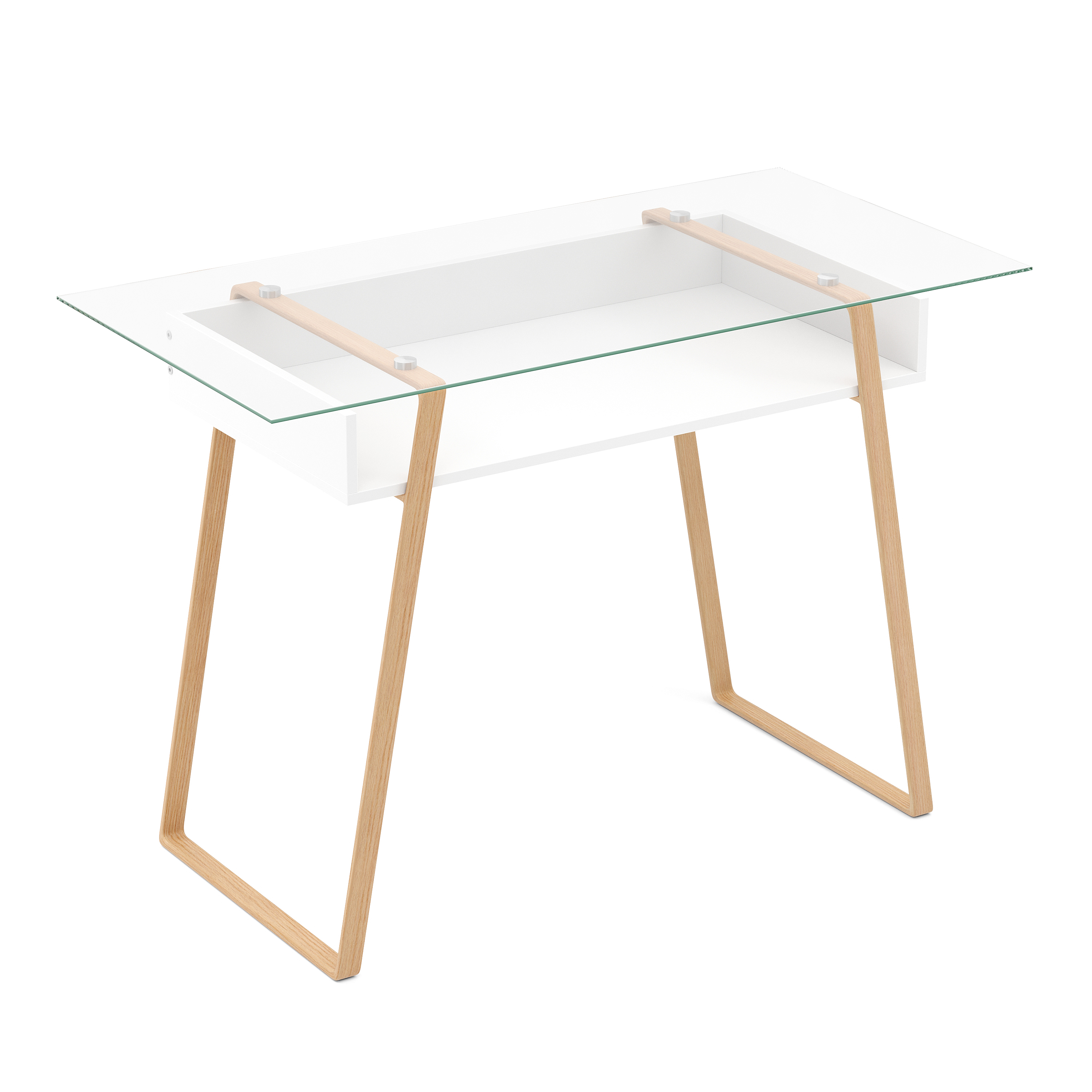 Schreibtisch Glas NEBULA mit Stauraum 110 x 55 x 75 cm weiss/braun