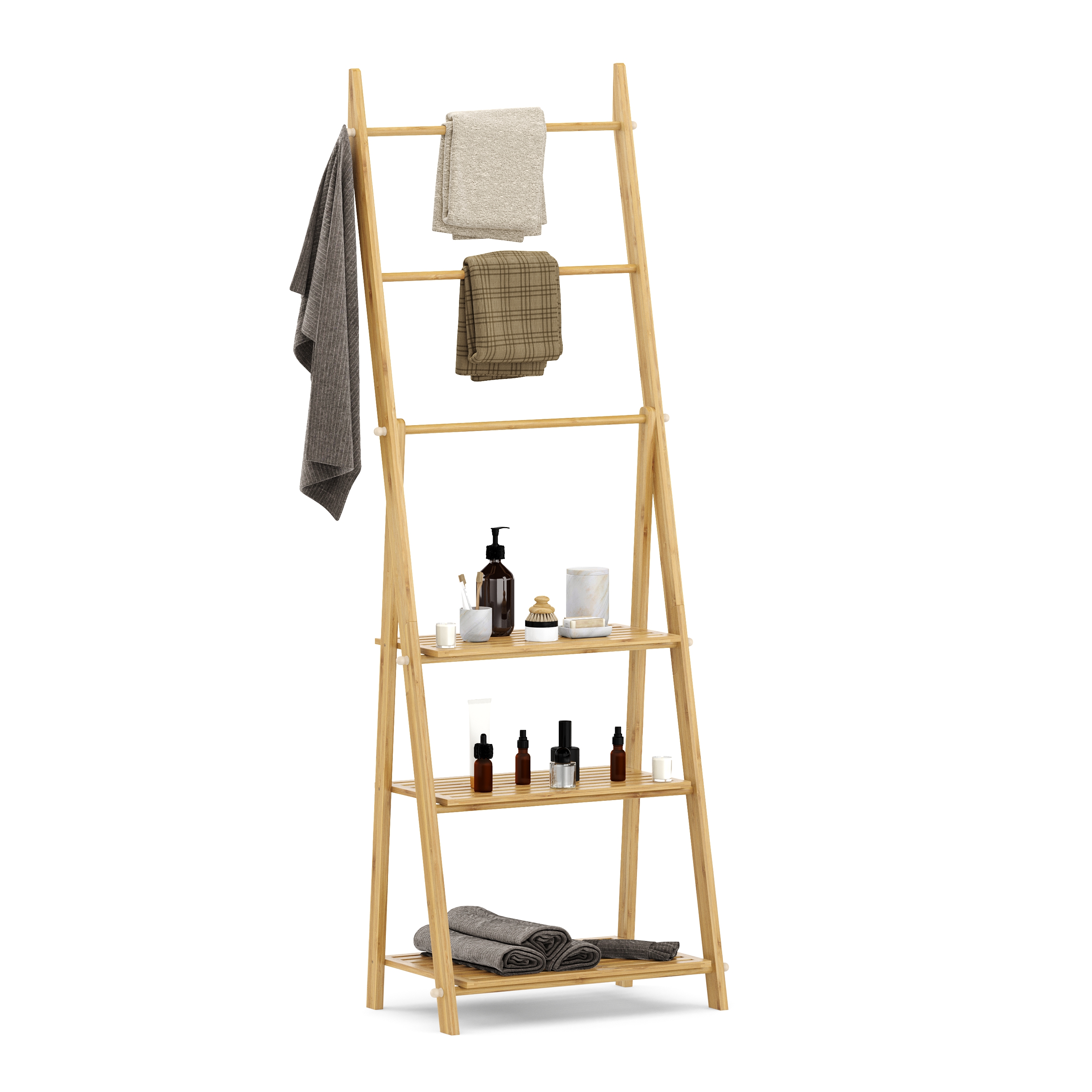 Handtuchleiter Bambus faltbar 53 x 31 x 152 cm natur