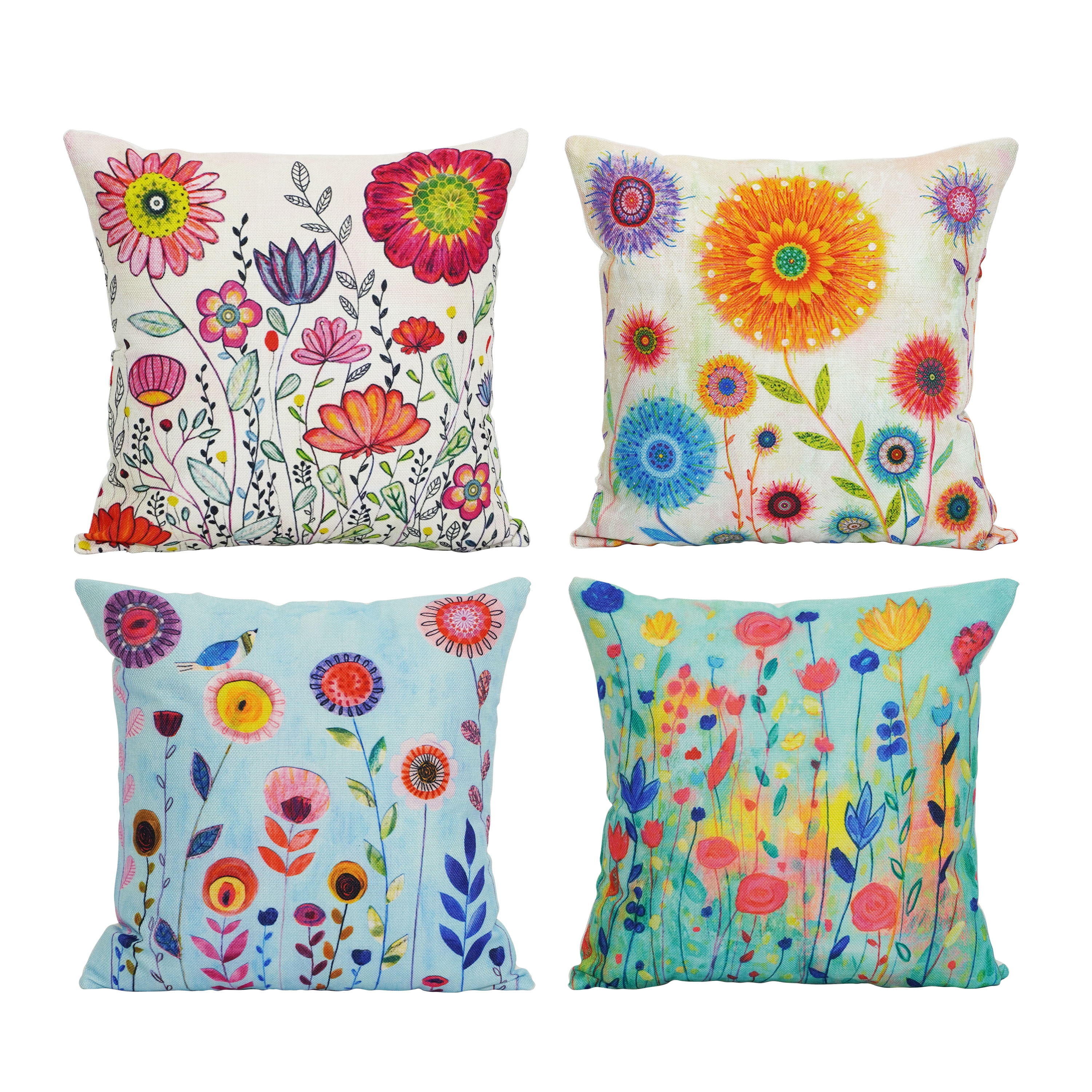 Outdoor Kissenbezug Set FLOWER 4-teilig 45 x 45 cm