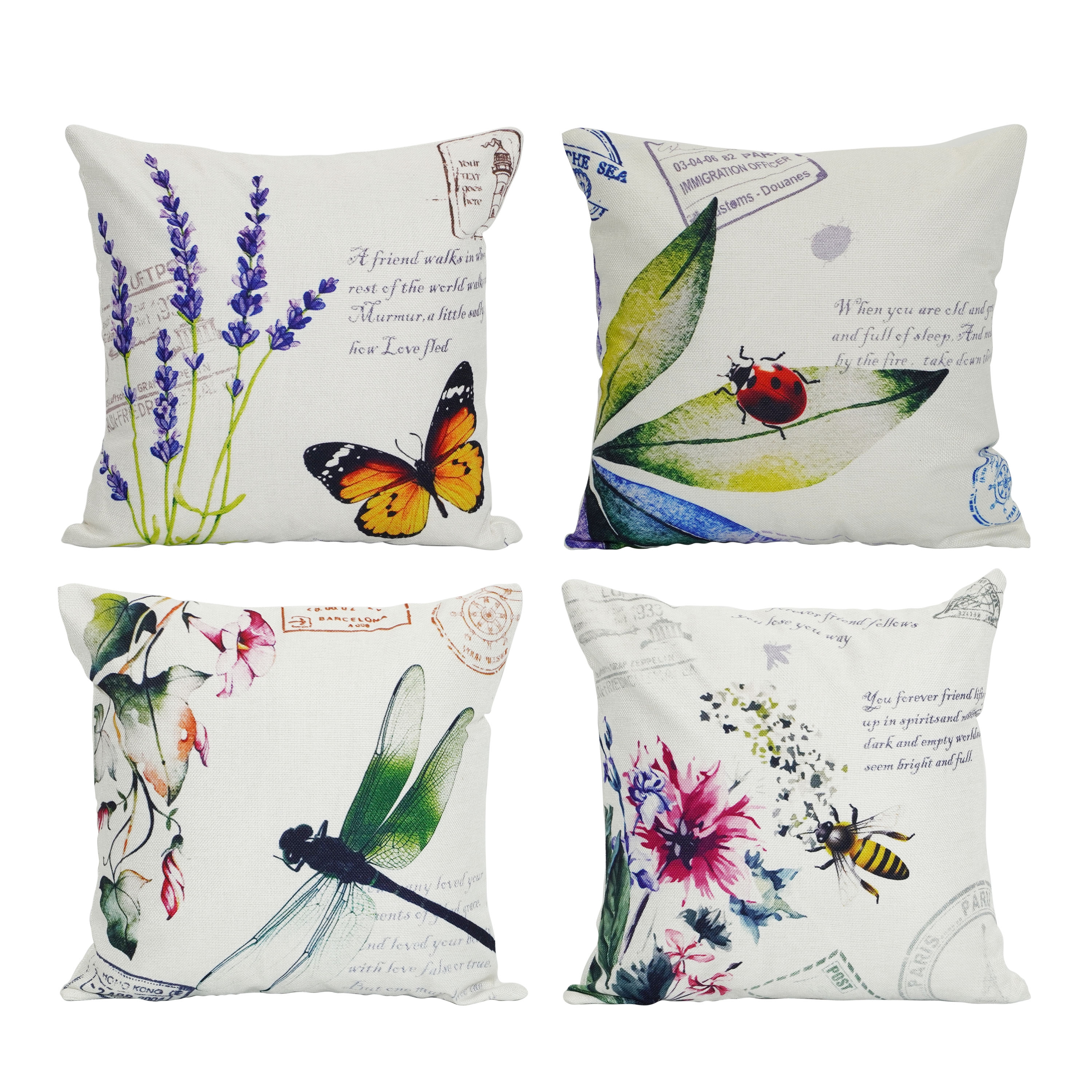 Outdoor Kissenbezug Set INSECT 4-teilig 45 x 45 cm