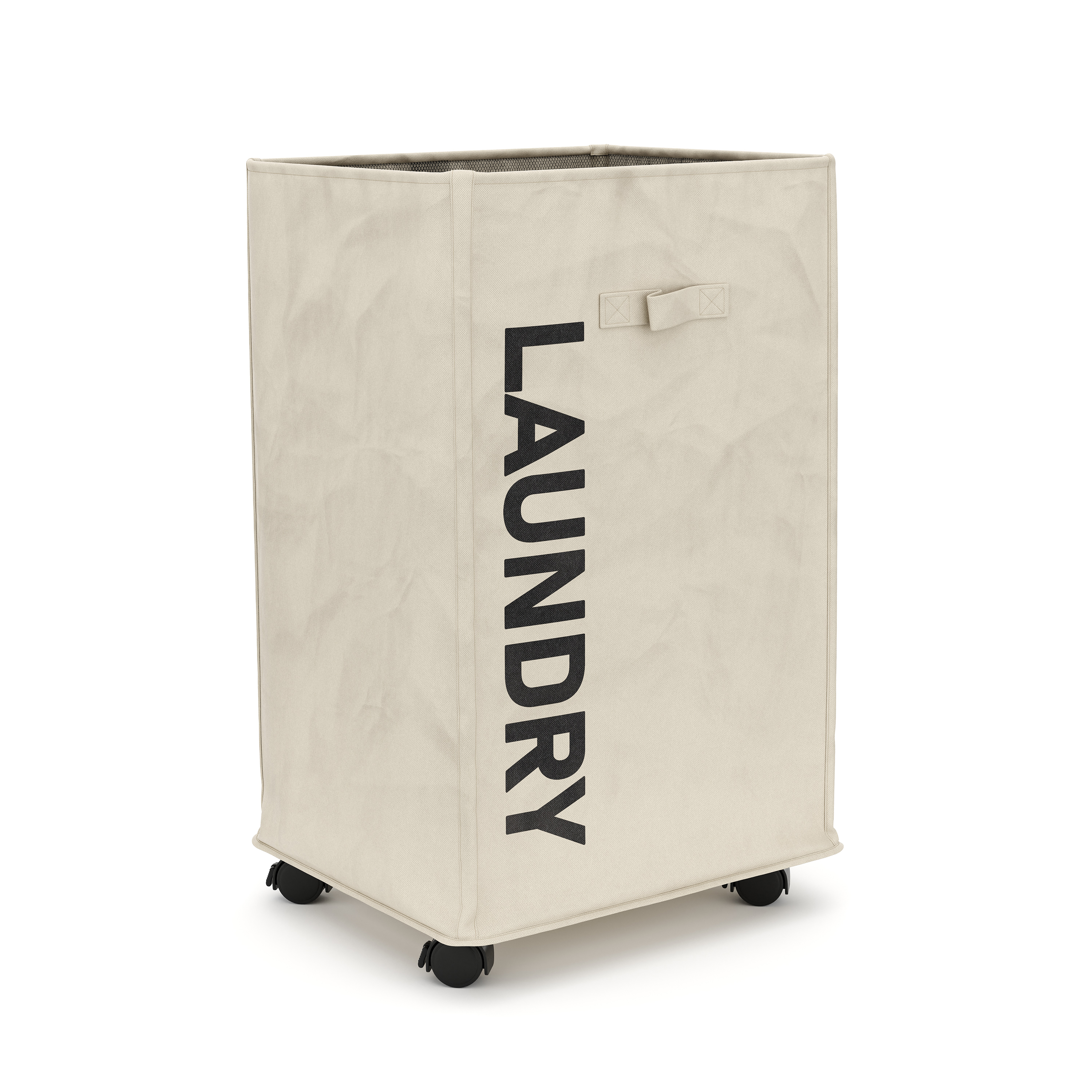 Wäschekorb auf Rollen 83L beige