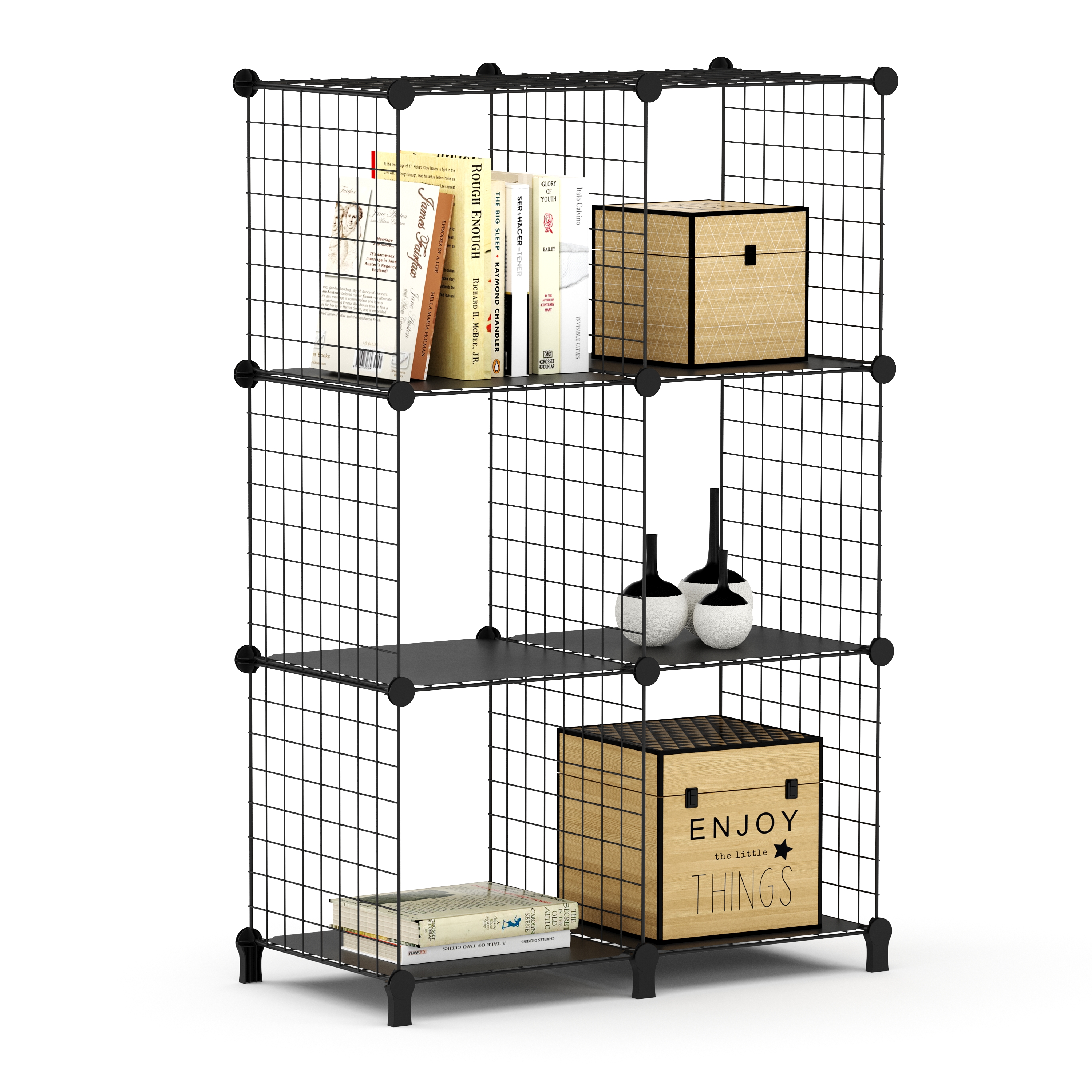 Regal Metall 6 Fächer 74 x 38 x 113 cm schwarz