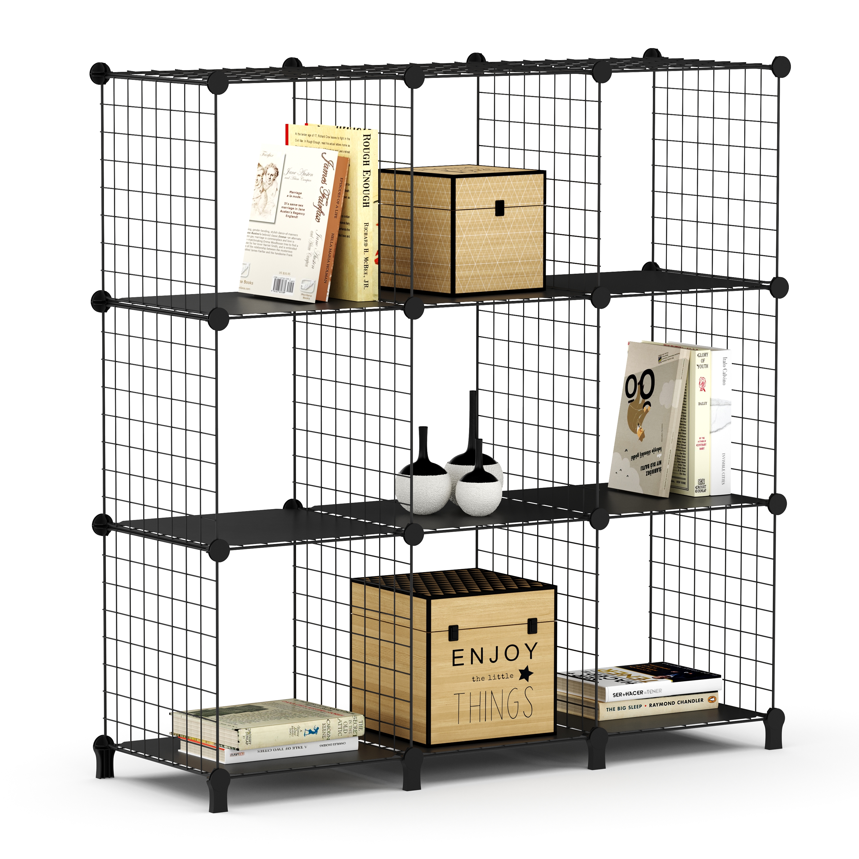 Regal Metall 9 Fächer 108 x 38 x 148 cm schwarz