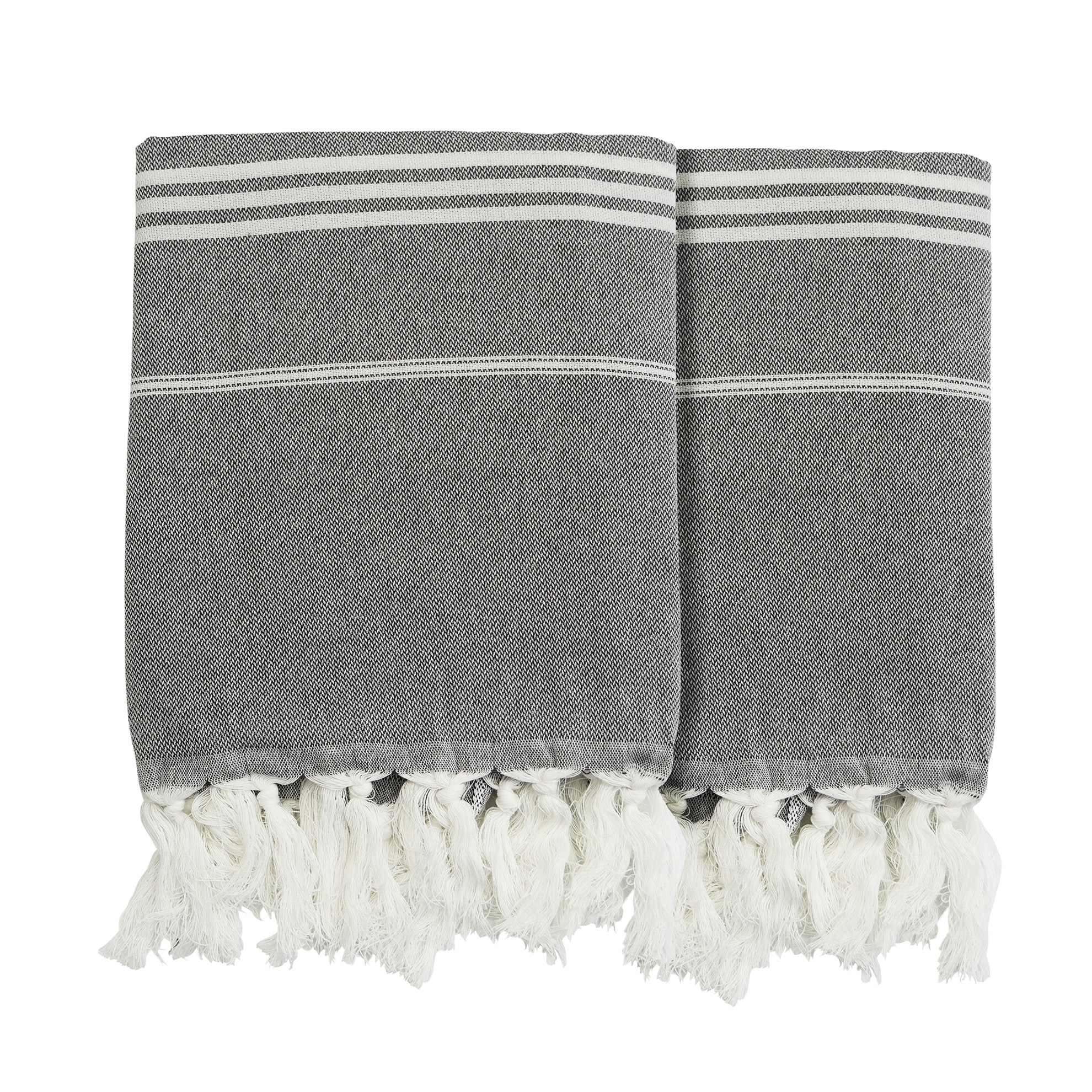 Strandtuch Baumwolle 100 x 180 cm 2er Set anthrazit/weiss