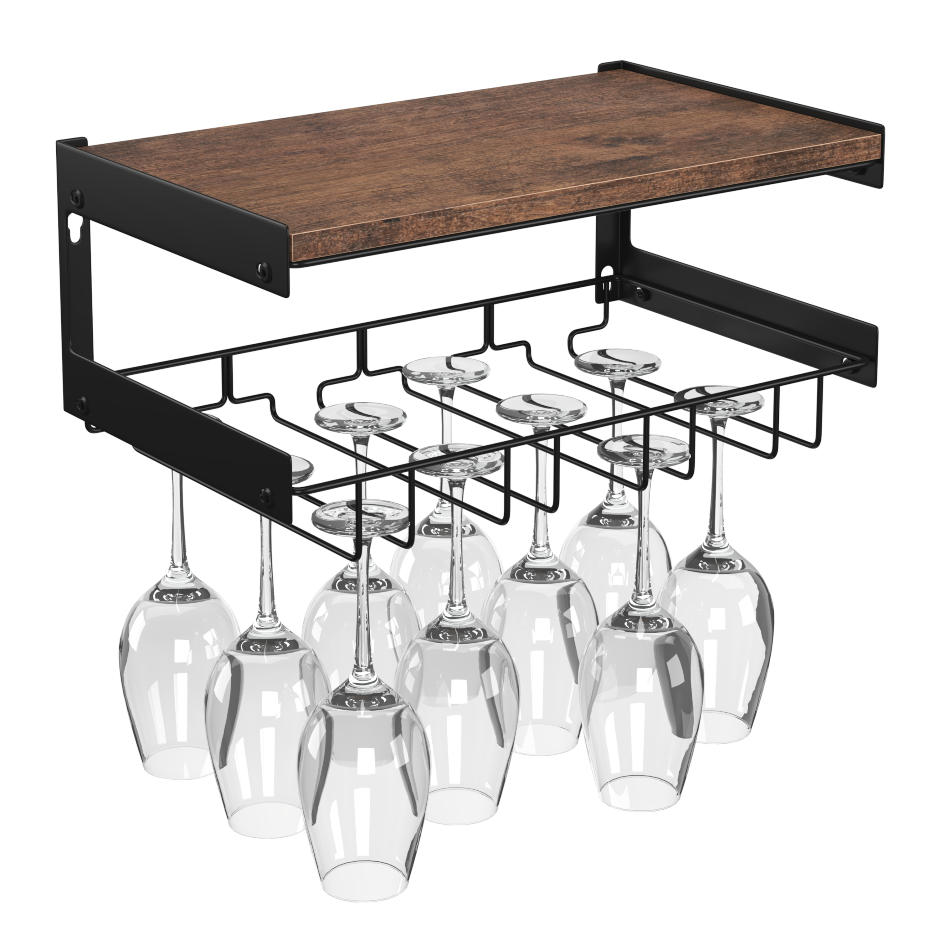 Weinregal Wandregal Vintage mit Glashalter für 7 Flaschen