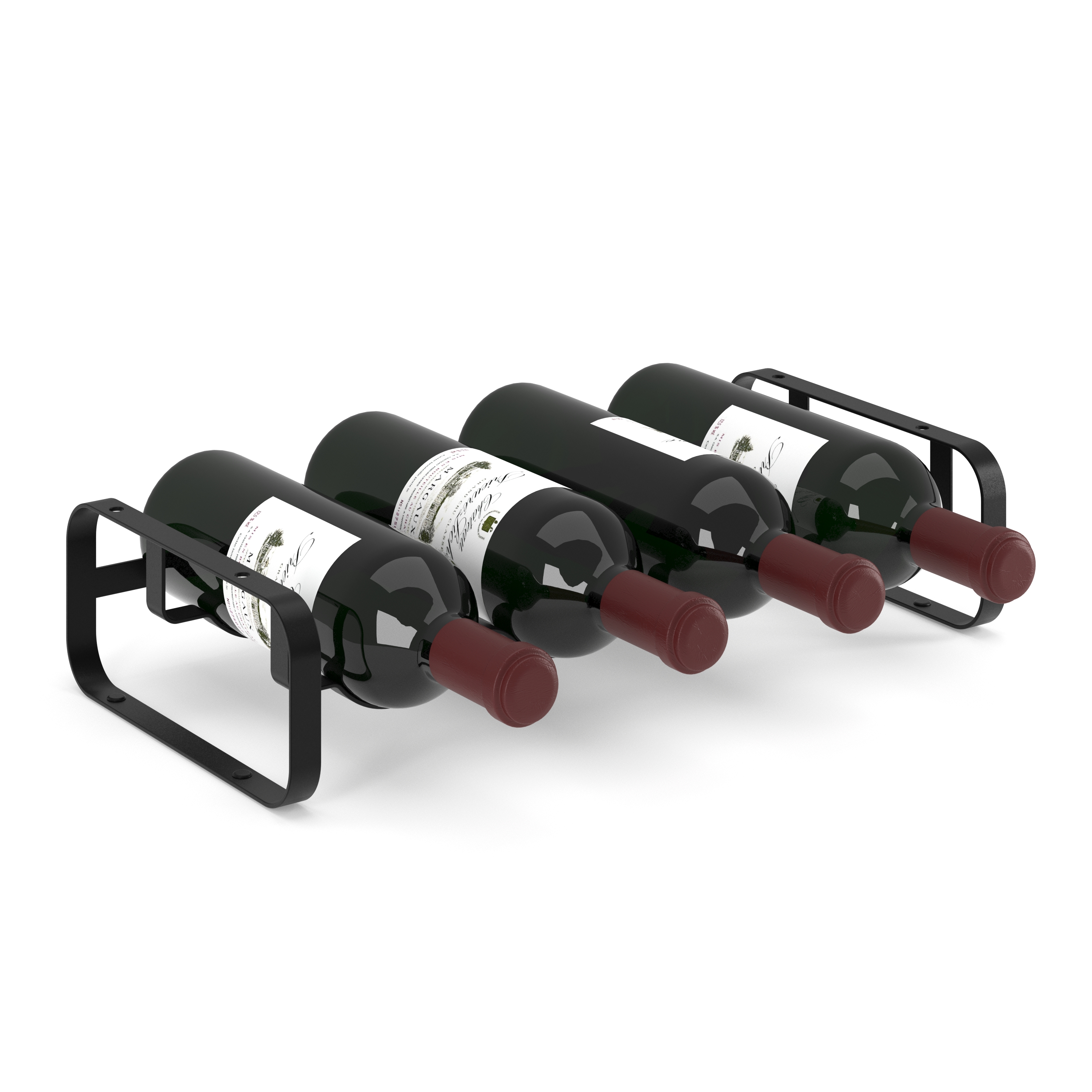 Weinregal Metall für 4 Flaschen schwarz