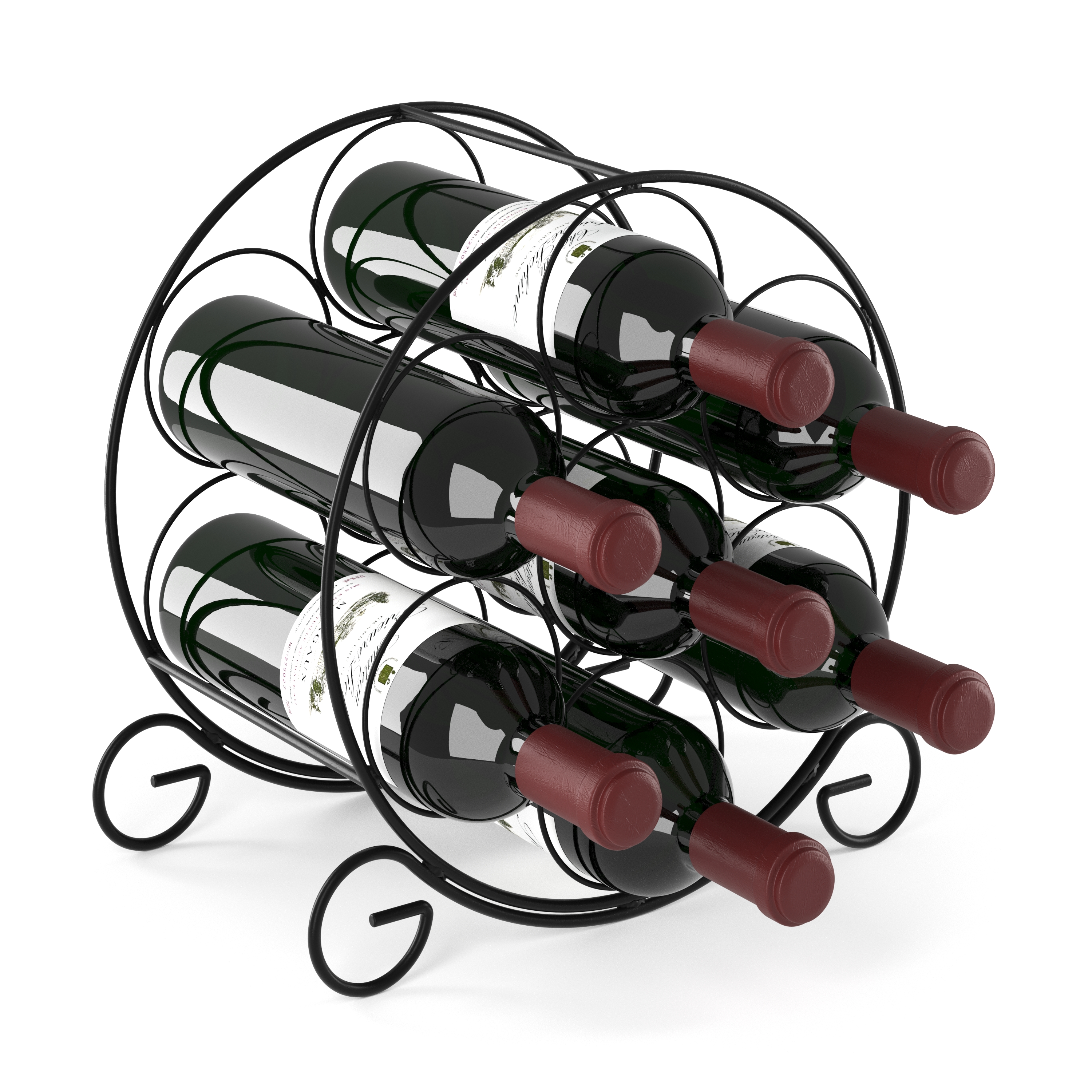 Weinregal Metall für 7 Flaschen rund schwarz