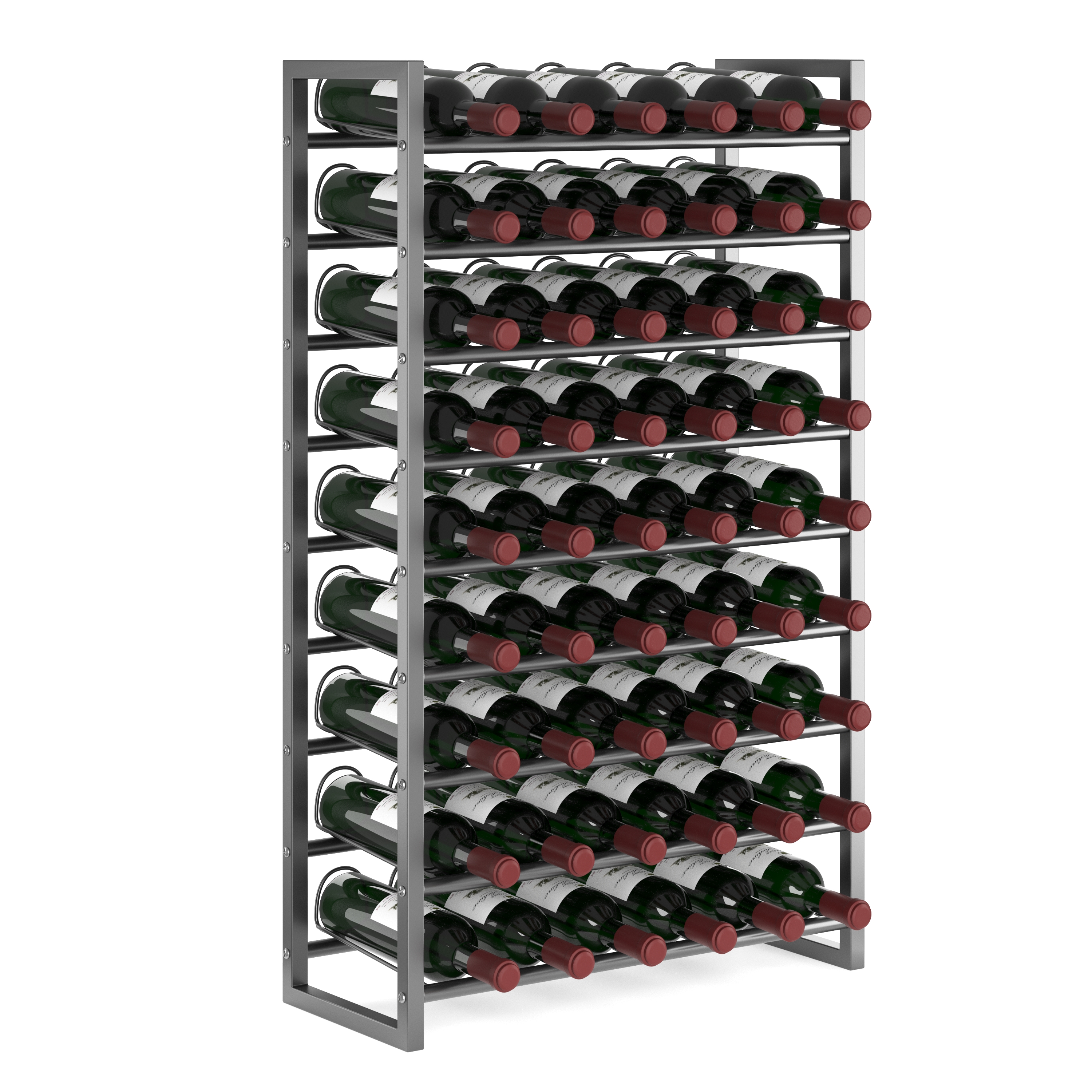 Weinregal Metall für 54 Flaschen silber