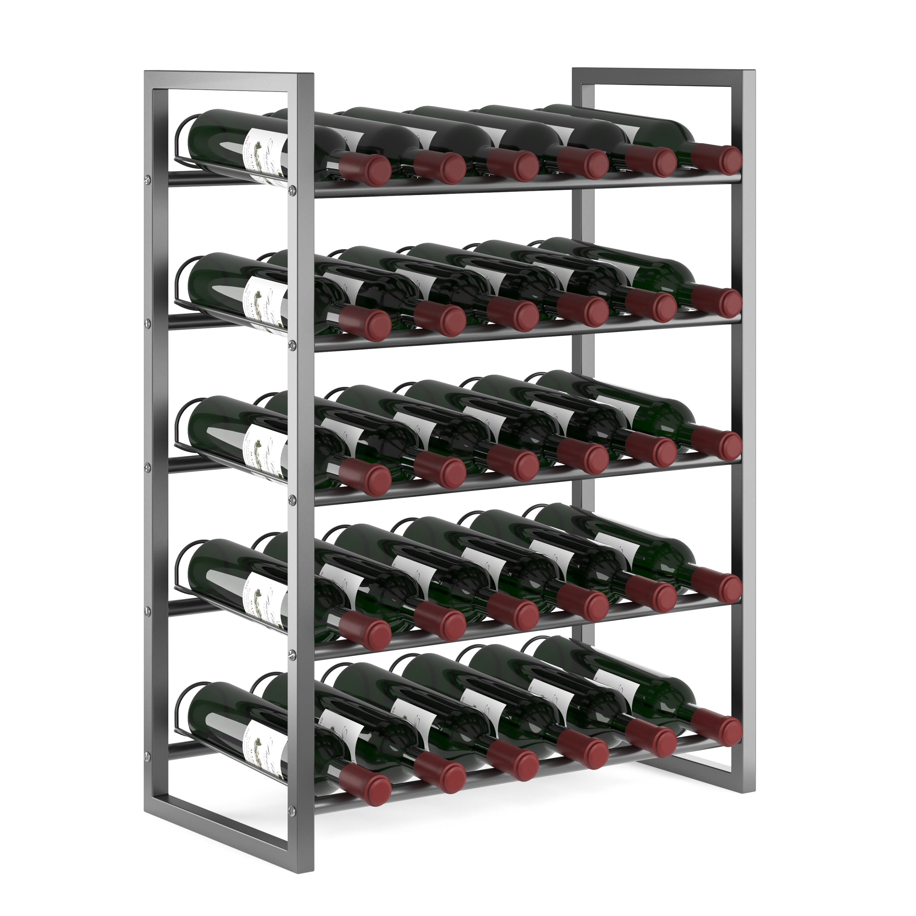 Weinregal Metall für 30 Flaschen silber