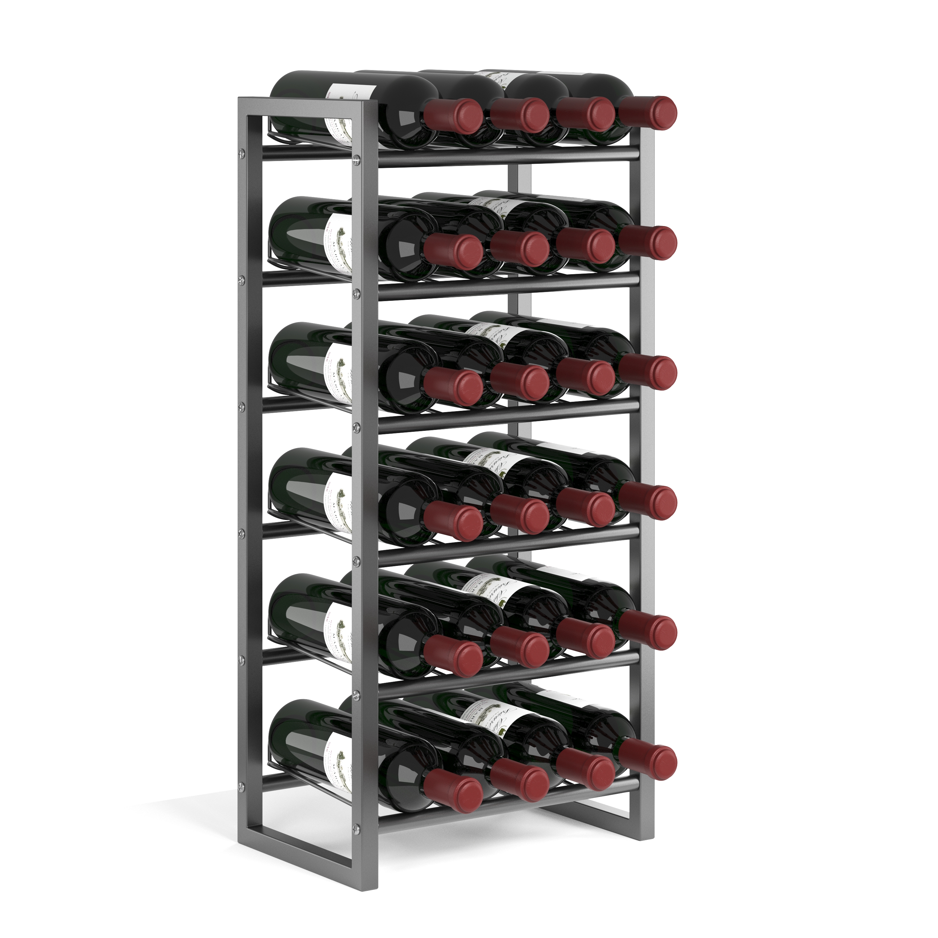 Weinregal Metall für 24 Flaschen silber