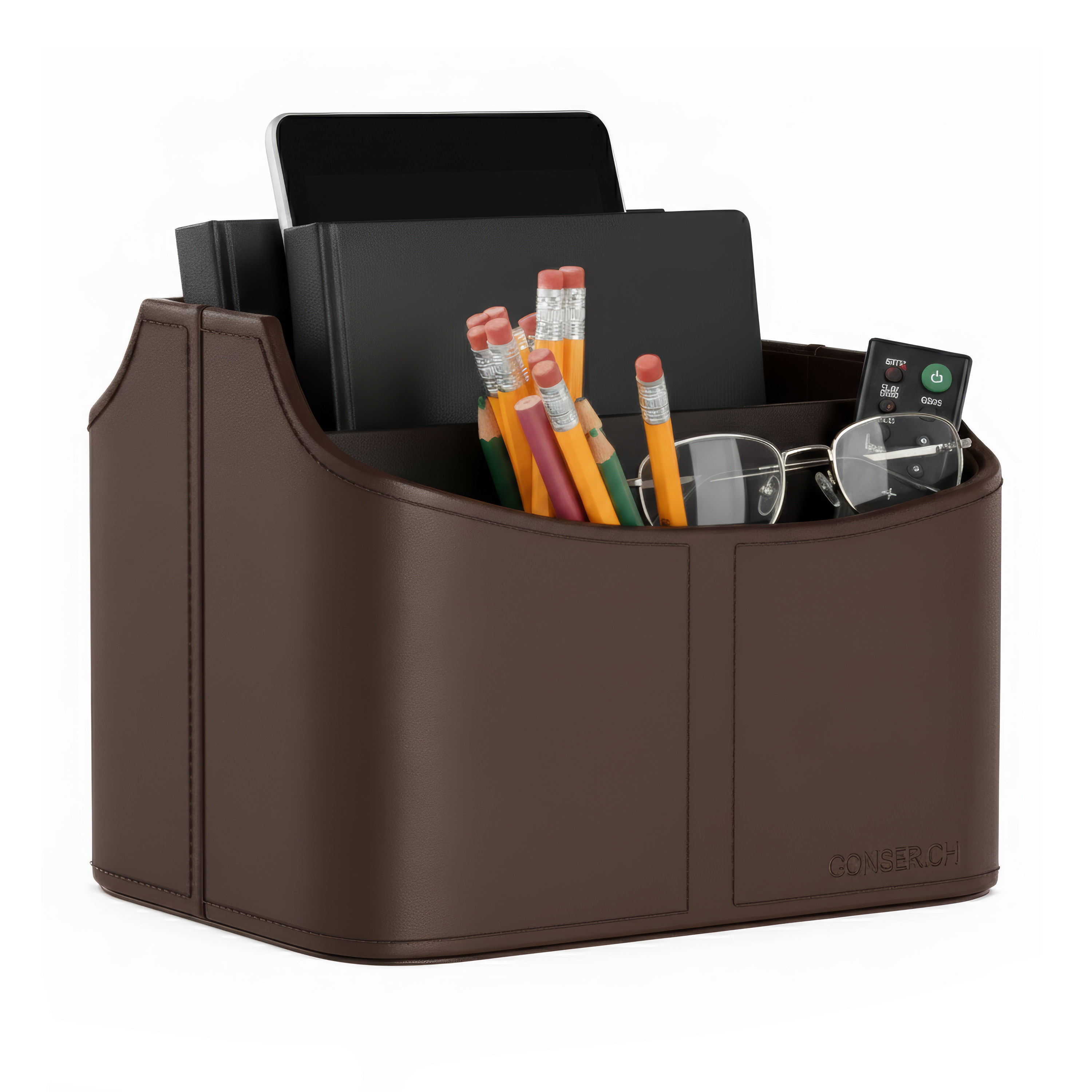 Schreibtisch Organizer Leder dunkelbraun