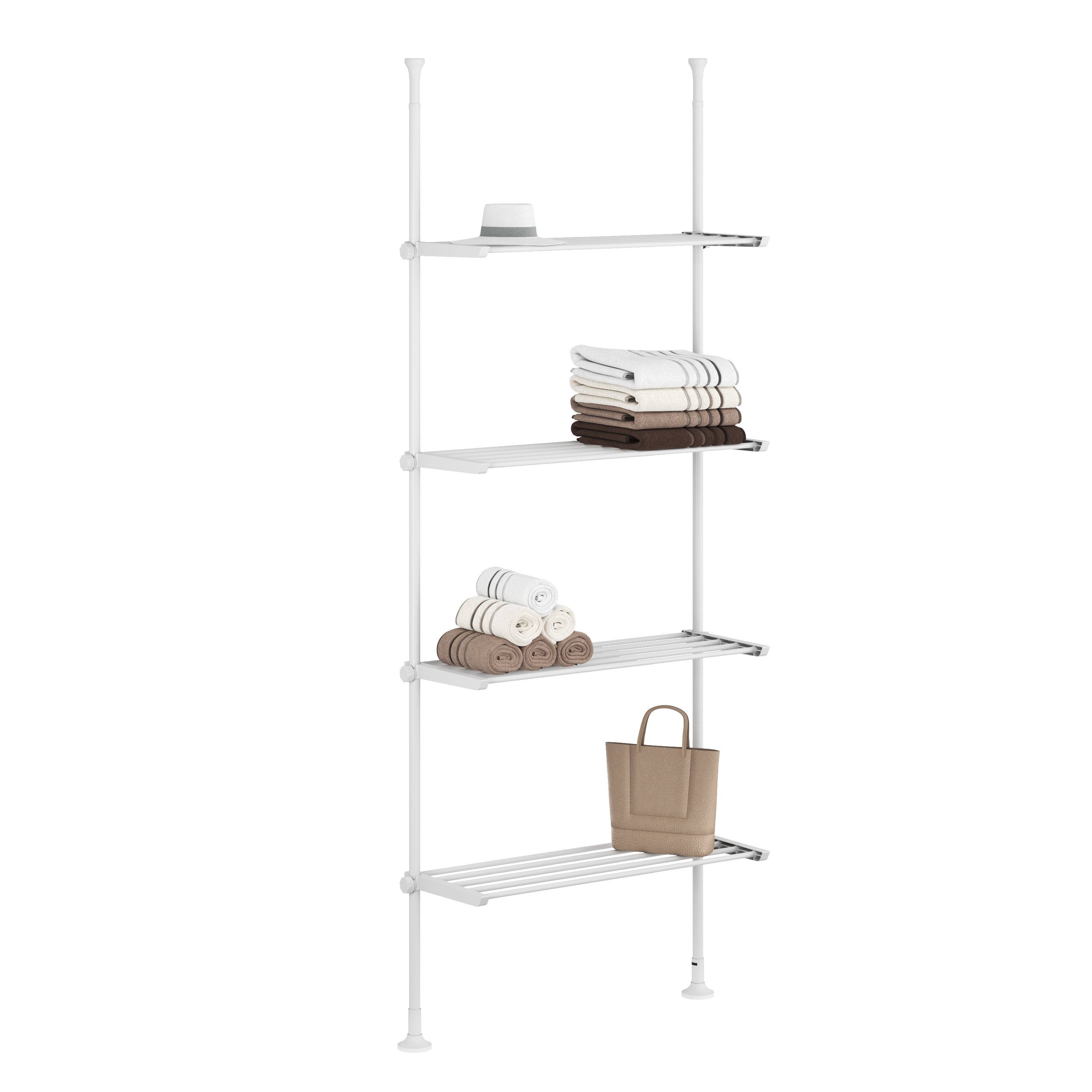 Teleskopregal mit 4 Ablagen 165 – 297 cm weiss