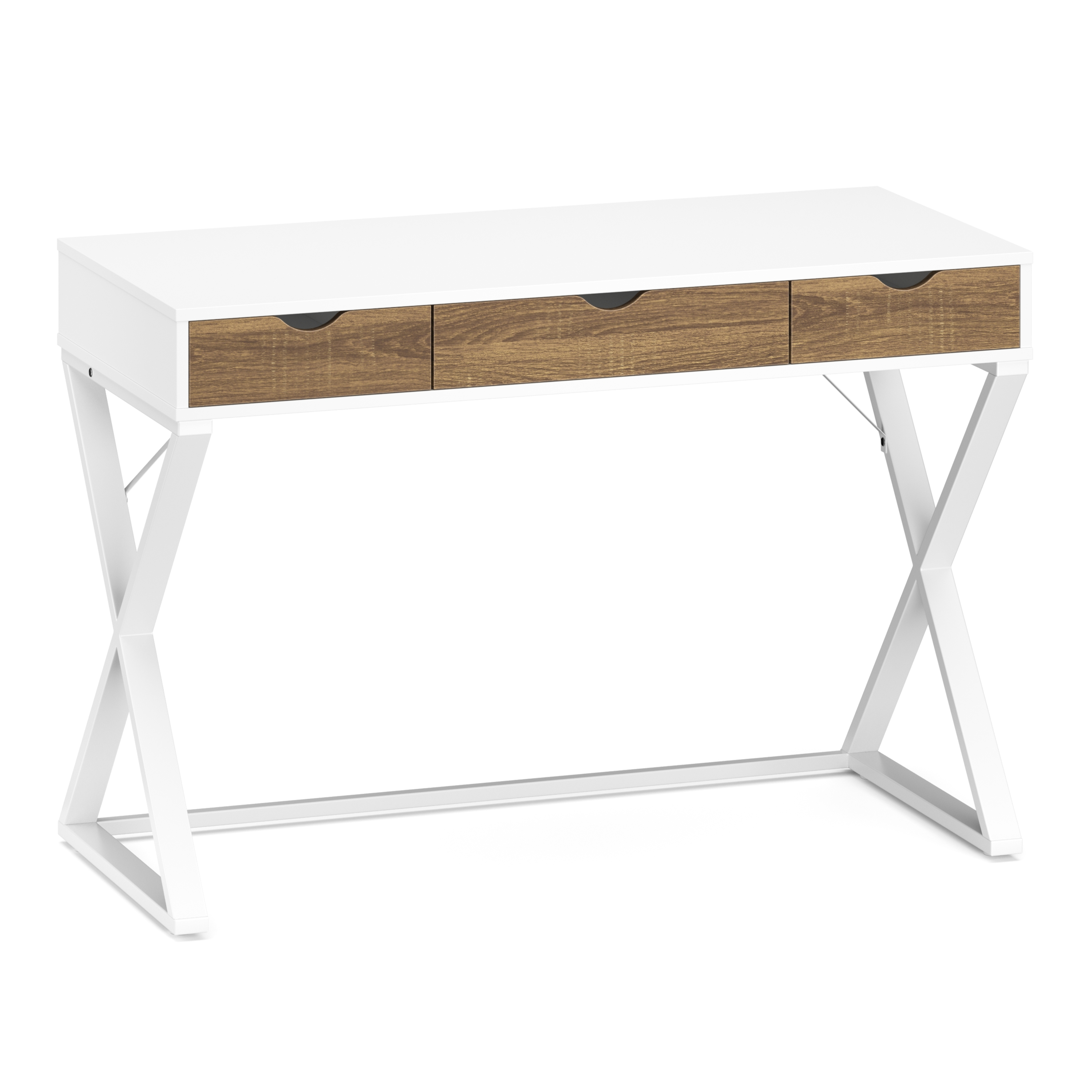 Schreibtisch ANUBIS mit Schubladen 100 x 50 x 75 cm weiss/braun