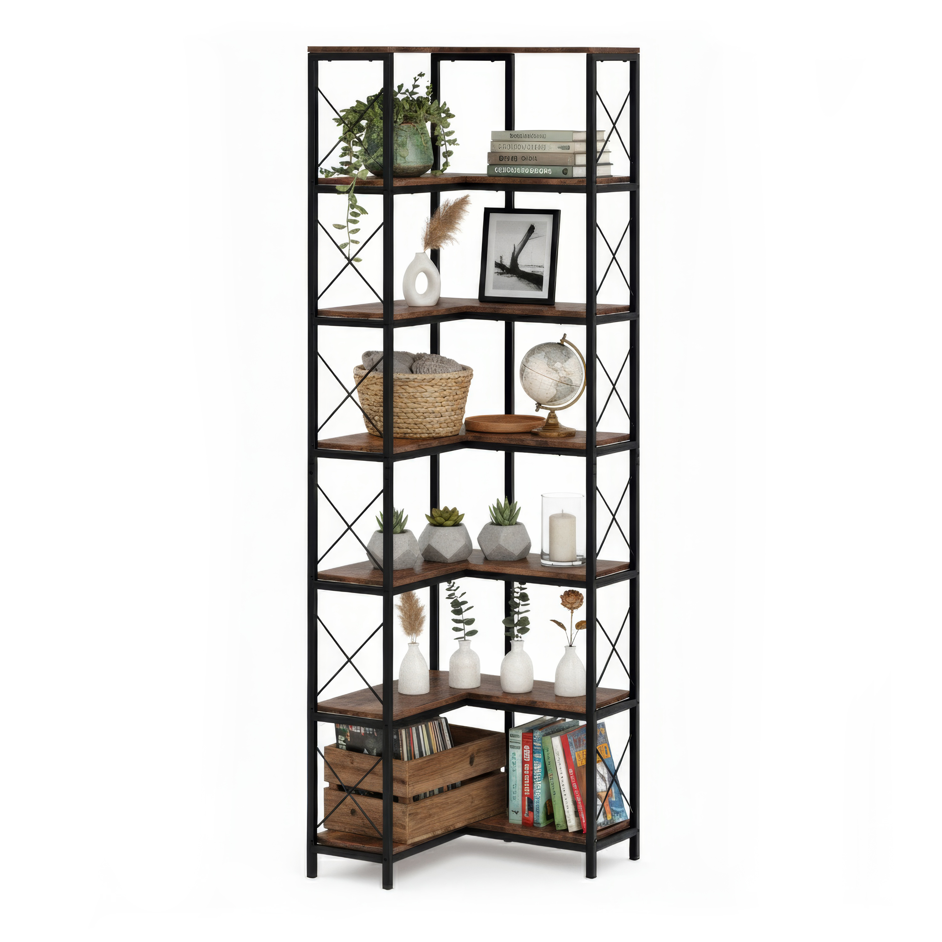 Eckregal Vintage BONITA mit 7 Ebenen 72 x 200 cm