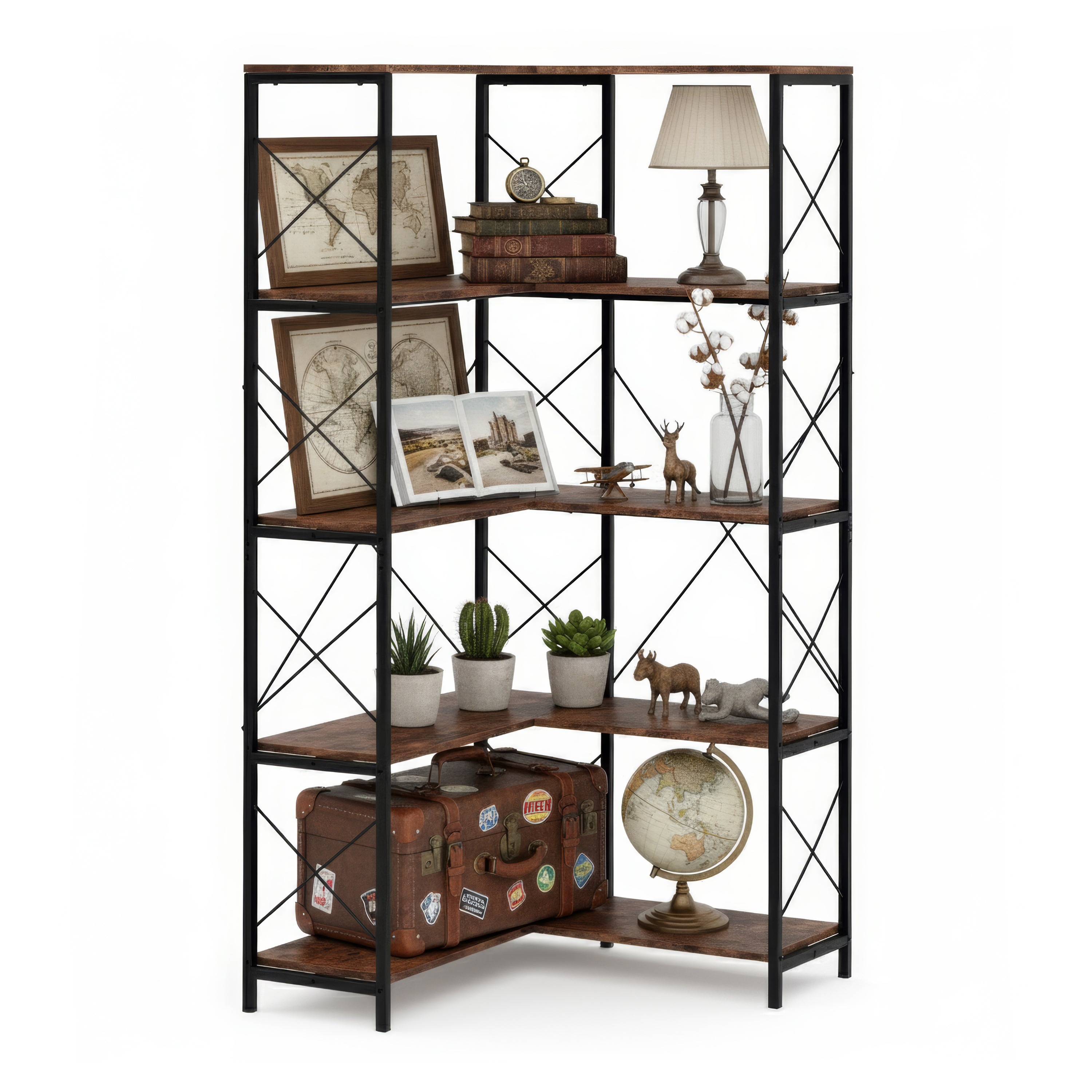 Eckregal Vintage BONITA mit 5 Ebenen 100 x 167 cm