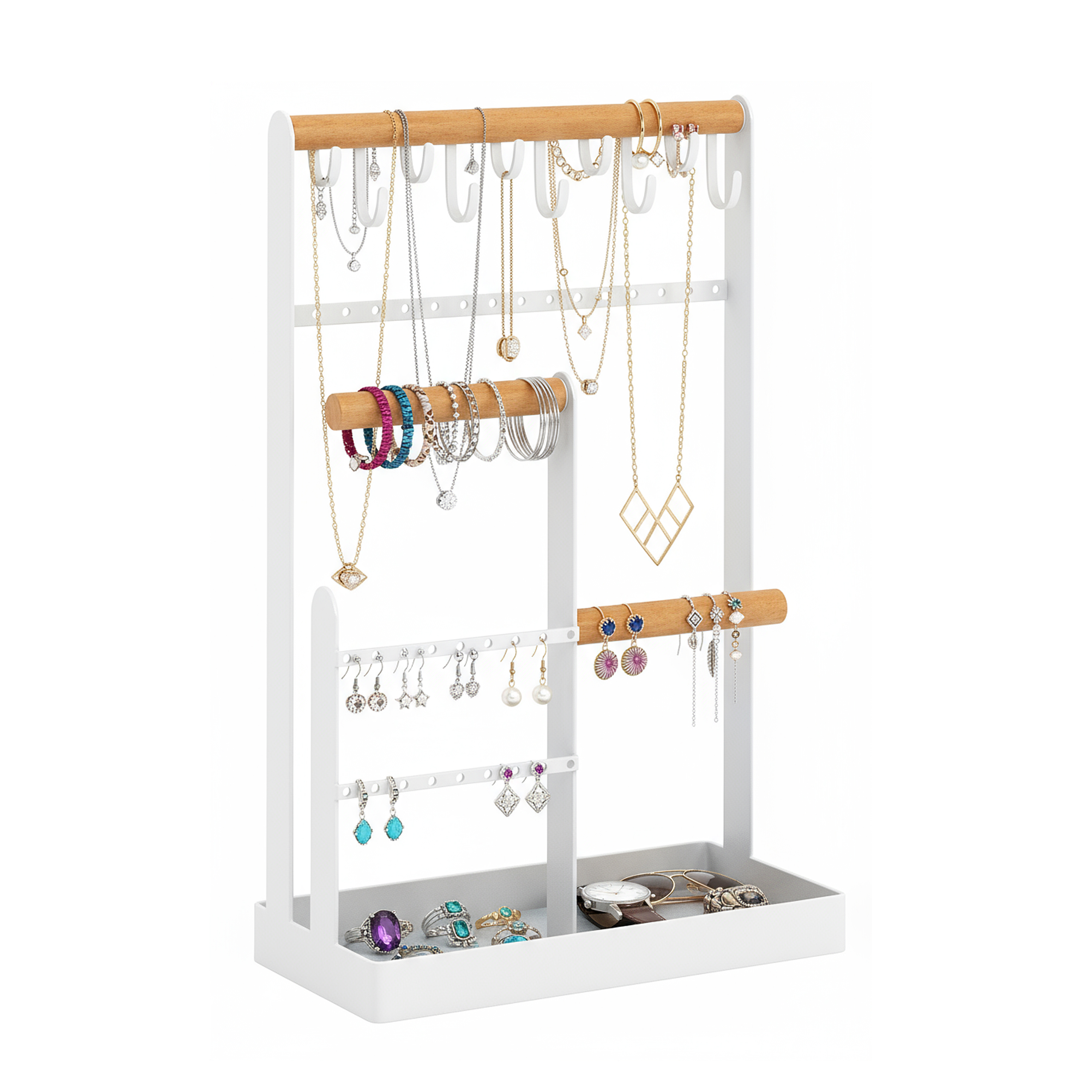 Schmuckständer 20 x 10 x 32 cm weiss/natur