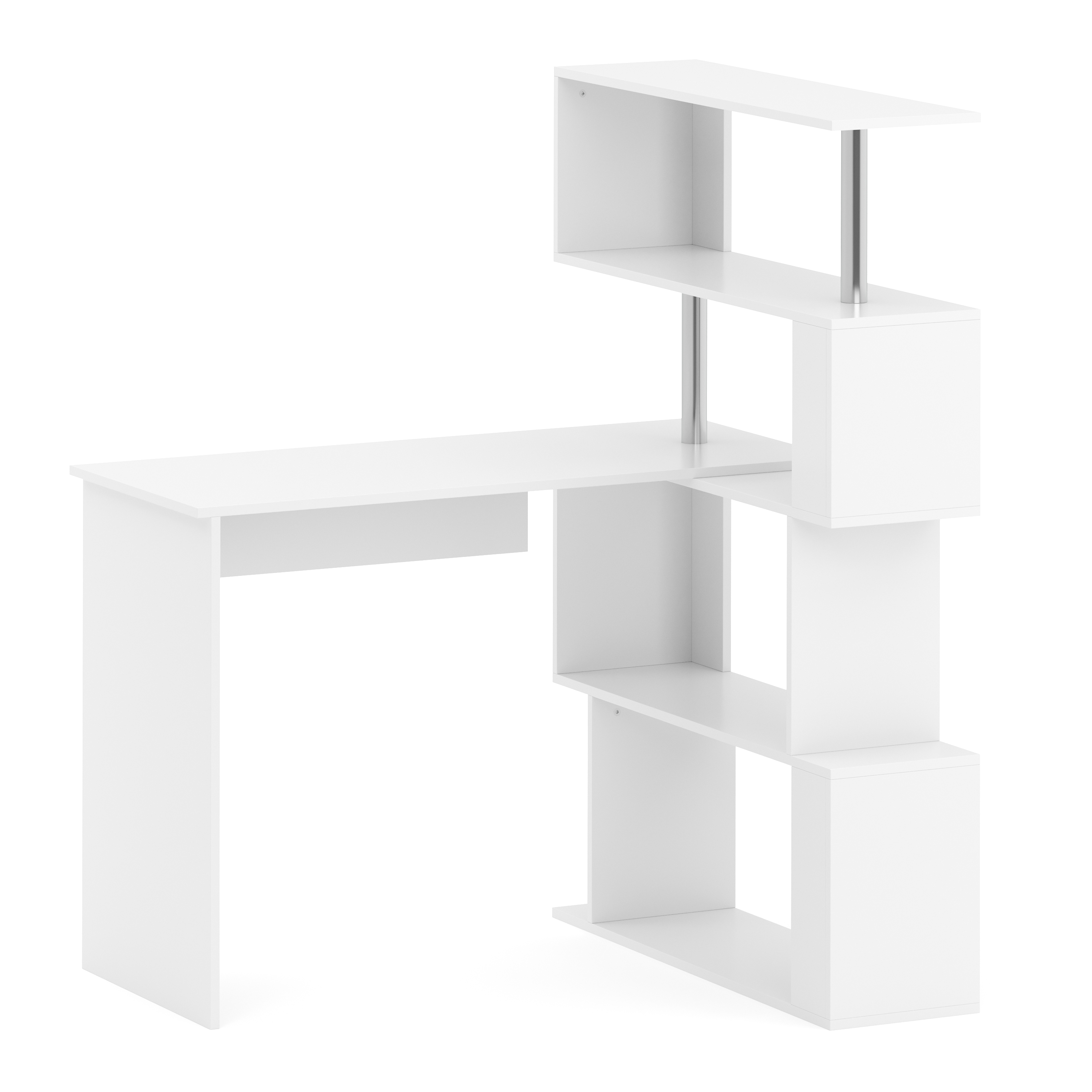 Schreibtisch FABIEN mit drehbarem Regal 157 x 45 x 131 cm weiss