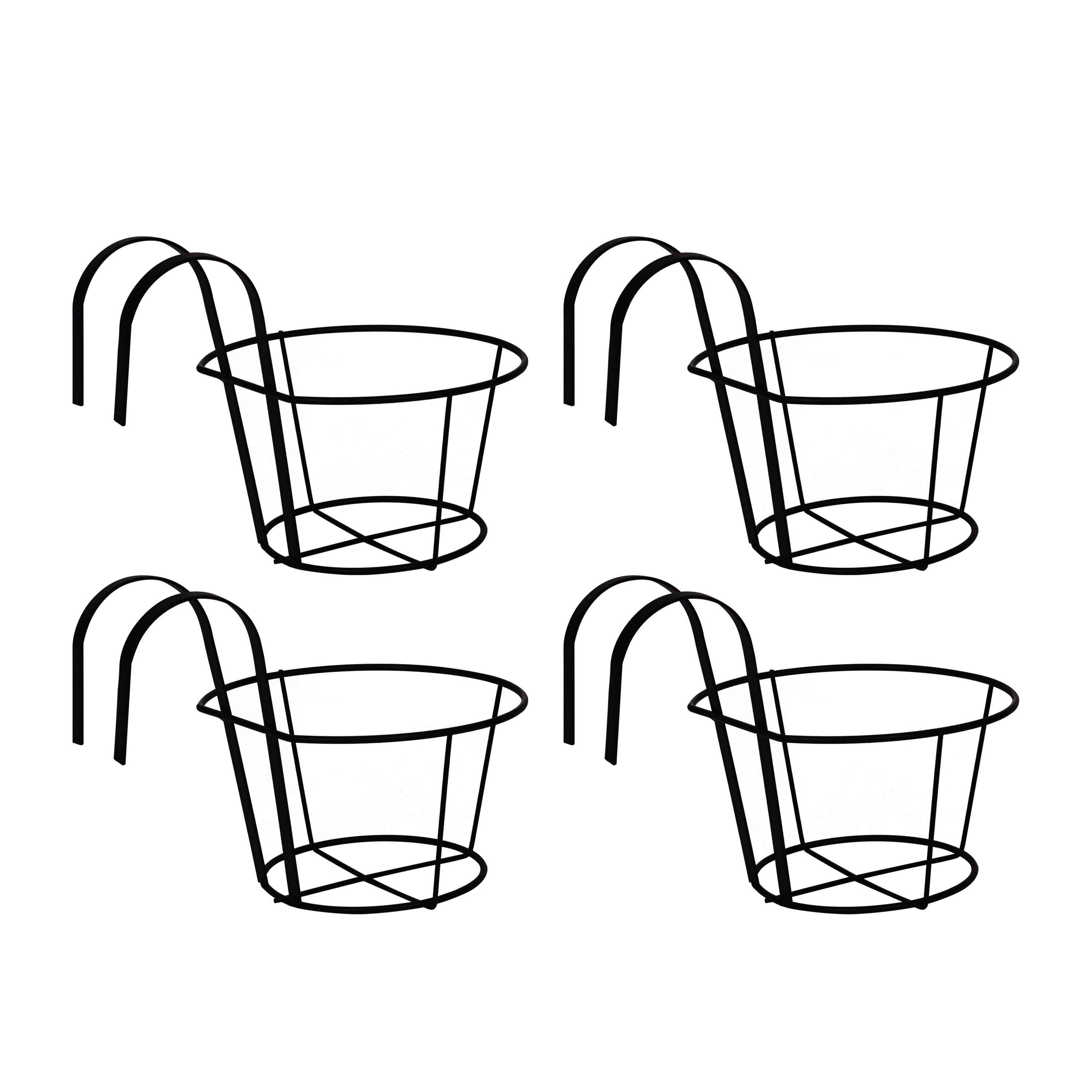 Blumentopfhalter Eisen rund 4er Set schwarz