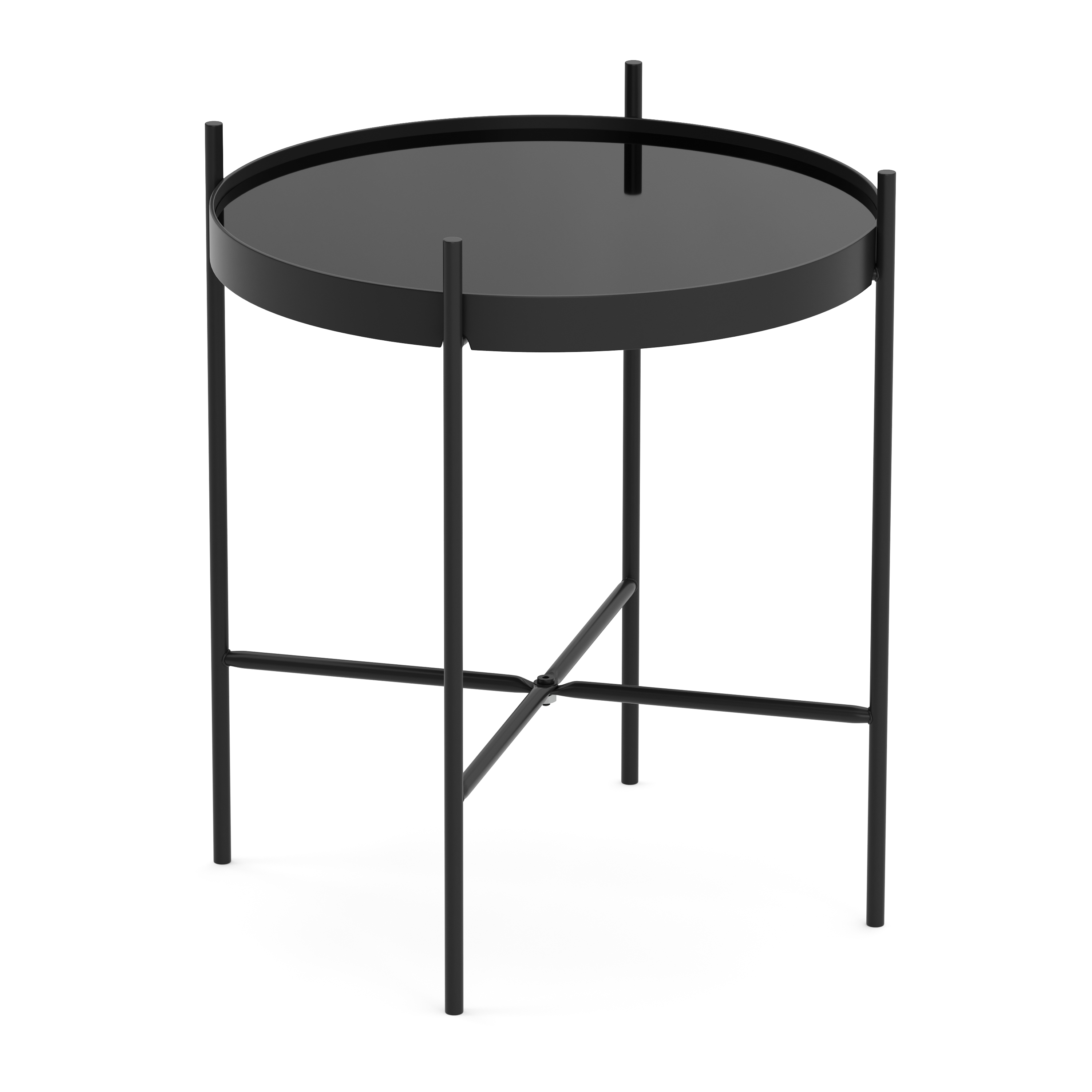 Beistelltisch Glas FINNIAN rund 43 x 45 cm schwarz