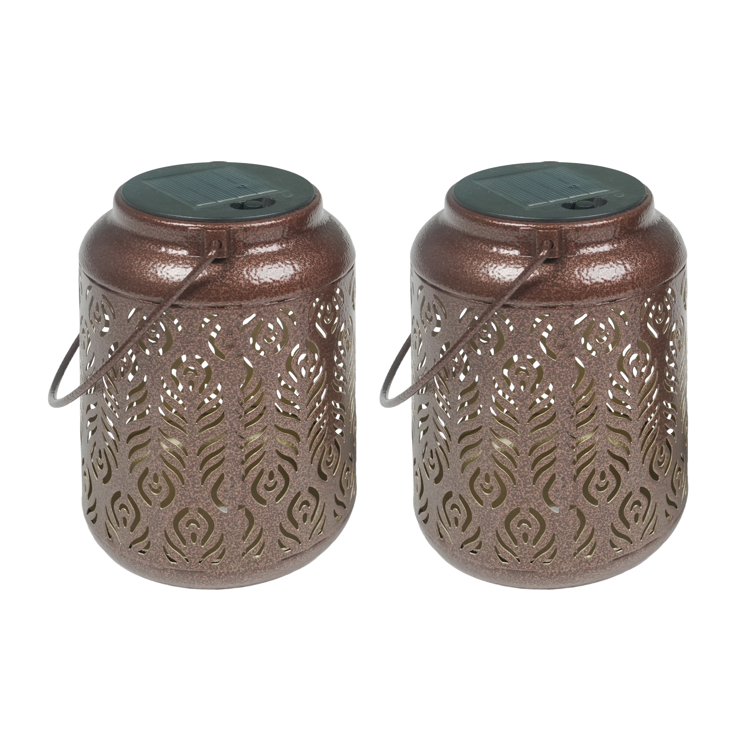 LED Solar Laterne SIYAH 2er Set 15 x 23 cm braun