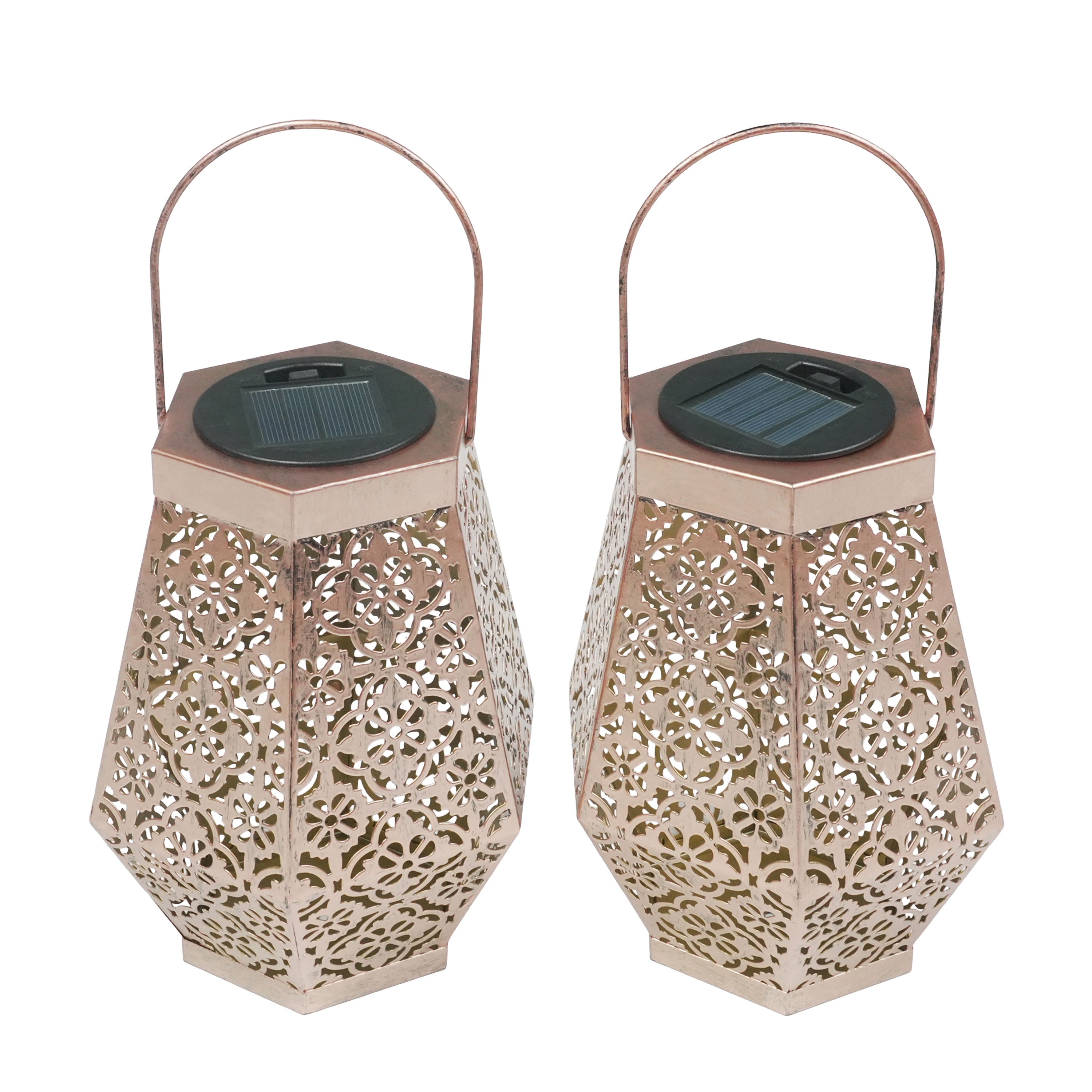 LED Solar Laterne KAHVERENGI 2er Set 15 x 20 cm kupfer