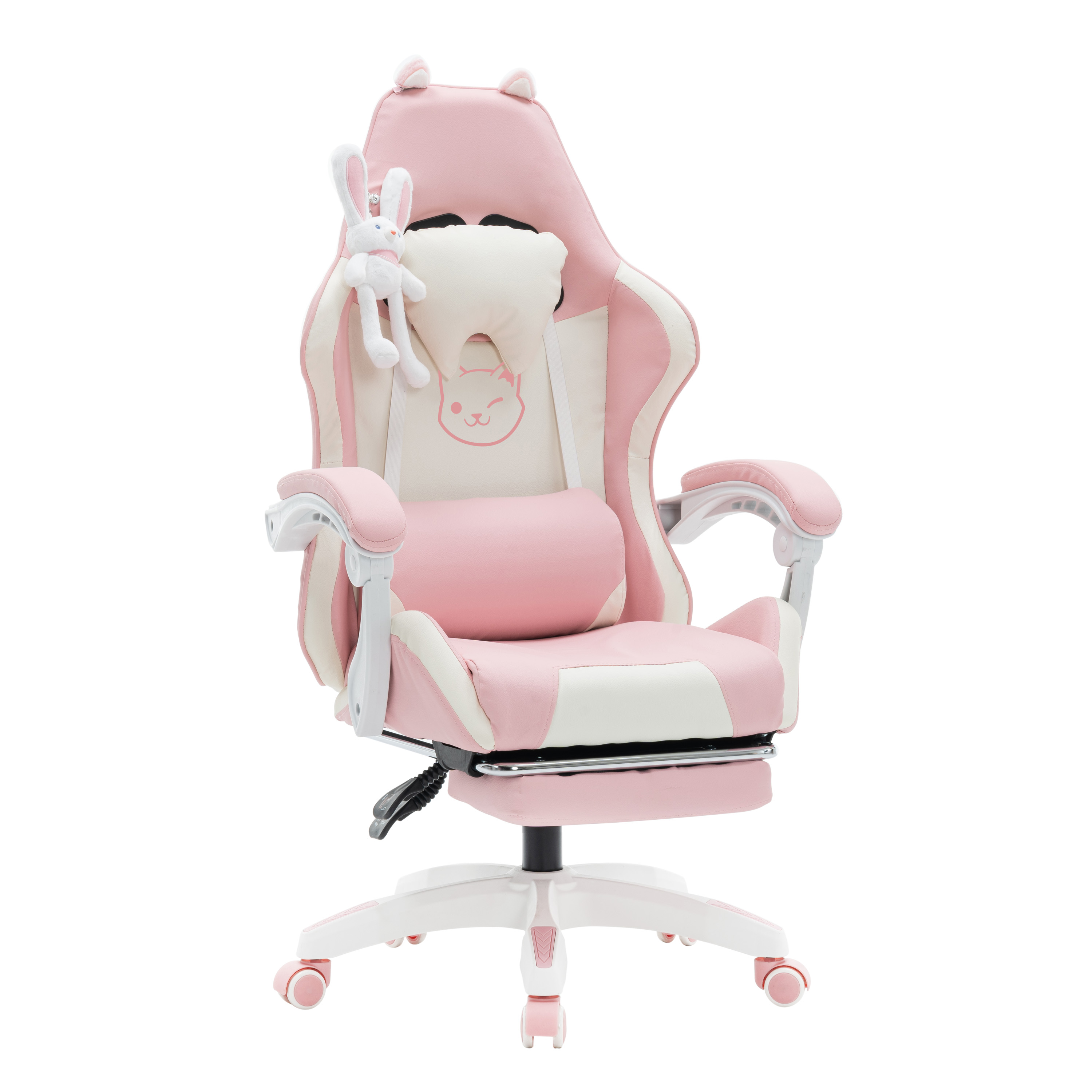 Gamingstuhl Bürostuhl Leder WINIFRED rosa/weiss