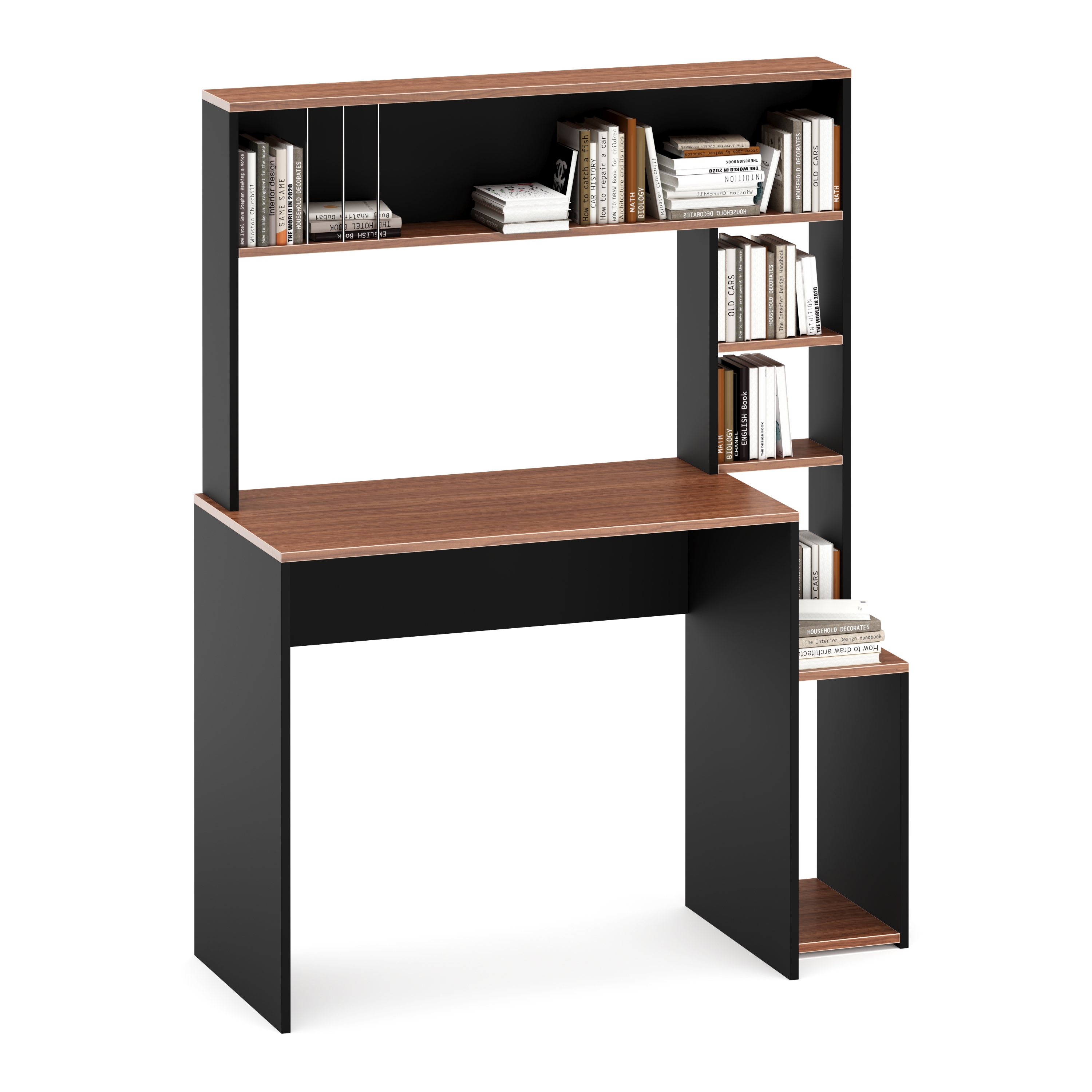 Schreibtisch TRAGAN mit Regal 110 x 45 x 139 cm schwarz/braun